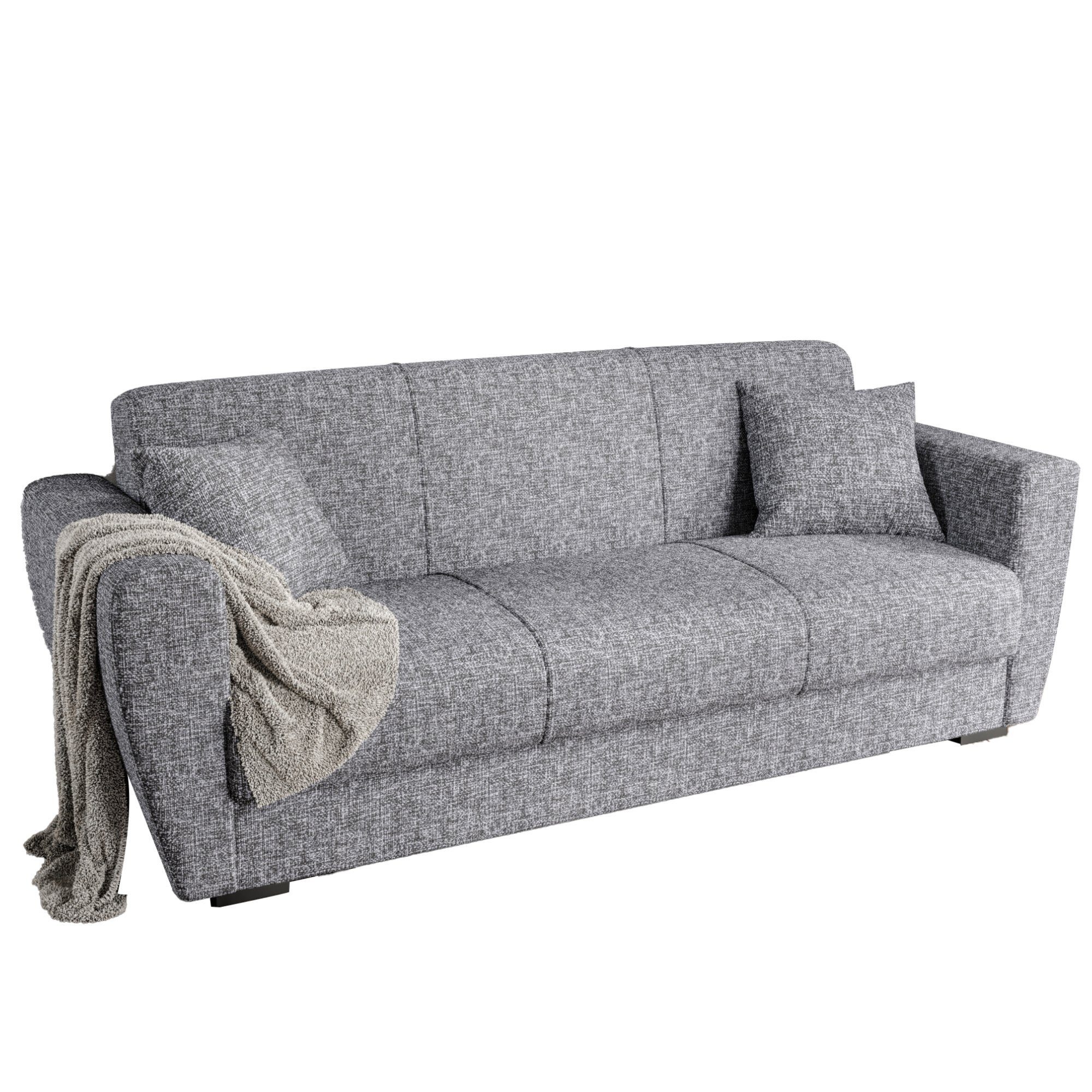 Gozos Sofa Gozos Palamos 85 86 cm Series x 221 Couch Sitzer, x 3 Grau Bettfunktion Leinenoptikstoff
