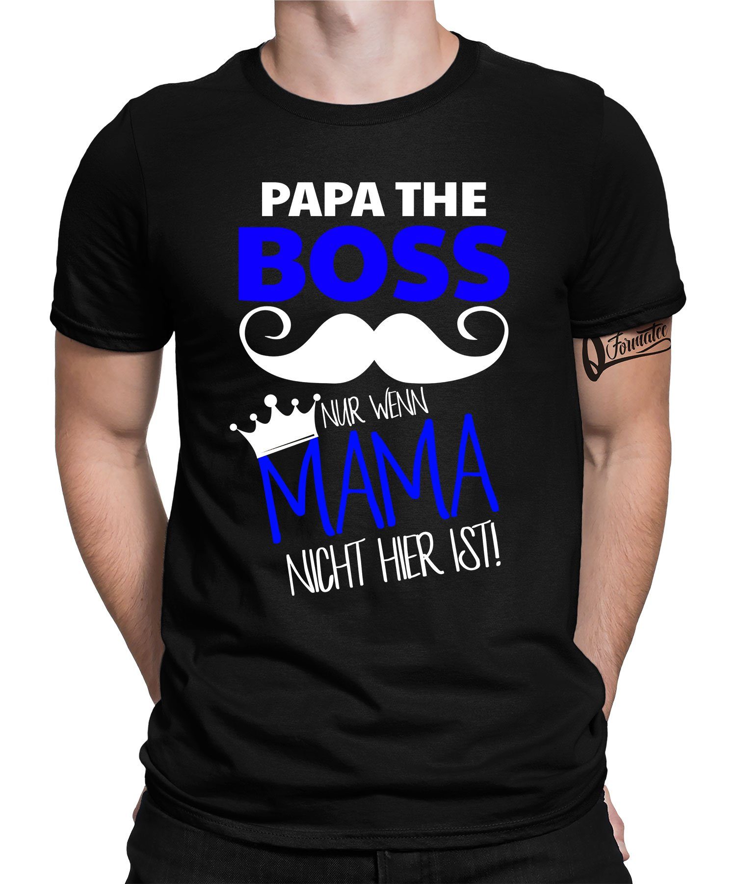 - the Papa Kurzarmshirt T-Shirt Herren (1-tlg) Mama Vater Formatee Quattro Boss Vatertag