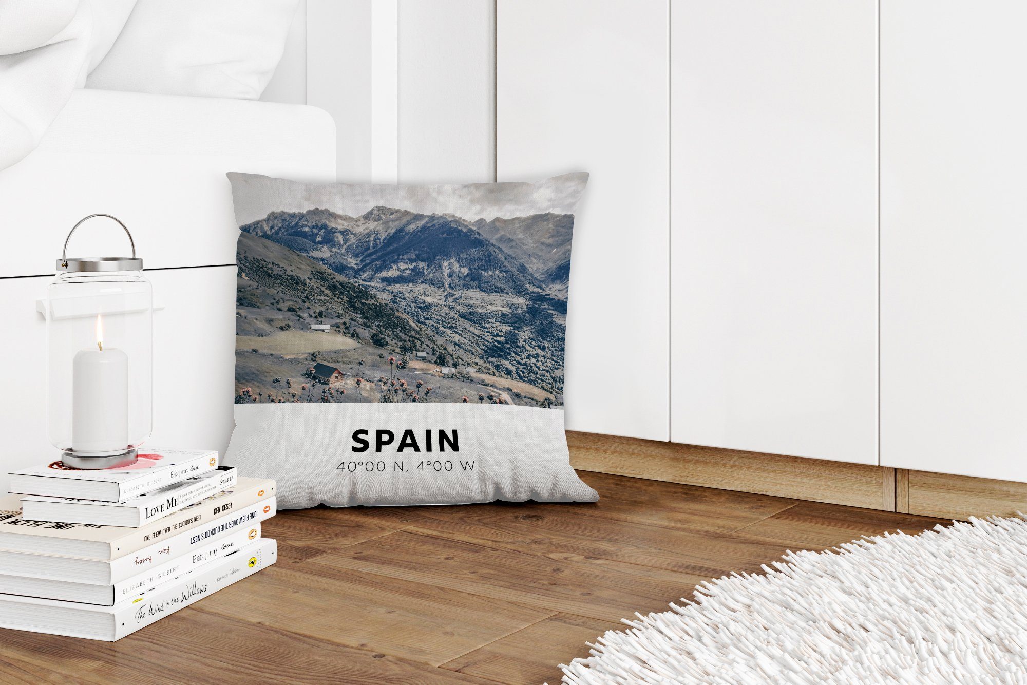 Dekokissen Zierkissen Füllung für Deko, - mit MuchoWow Spanien Sofakissen Natur, Schlafzimmer, Wohzimmer, Berge -