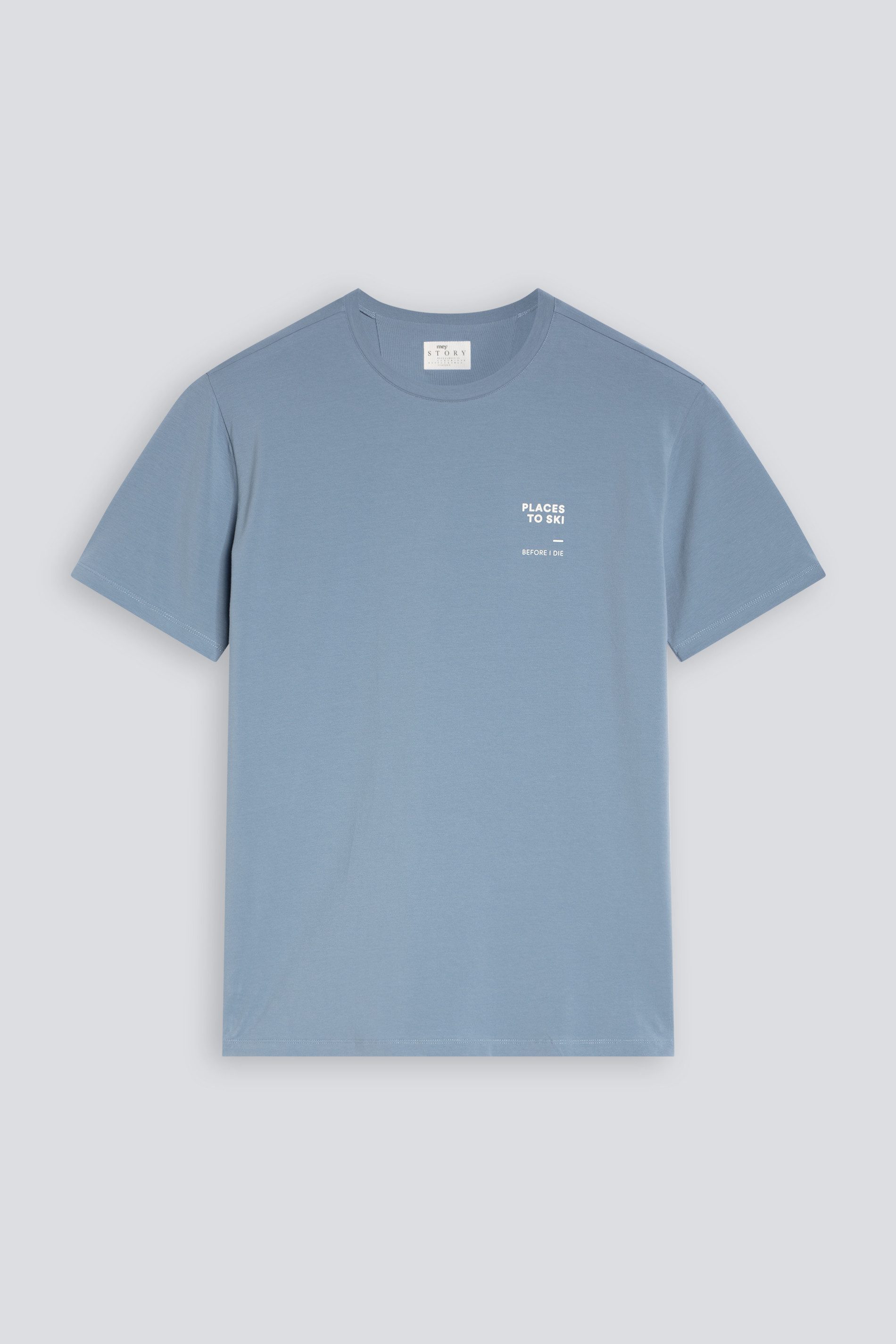 Mey Kurzarmshirt Mey Herren T-Shirt Serie Skiing Uni mit Text-Print (1-tlg)