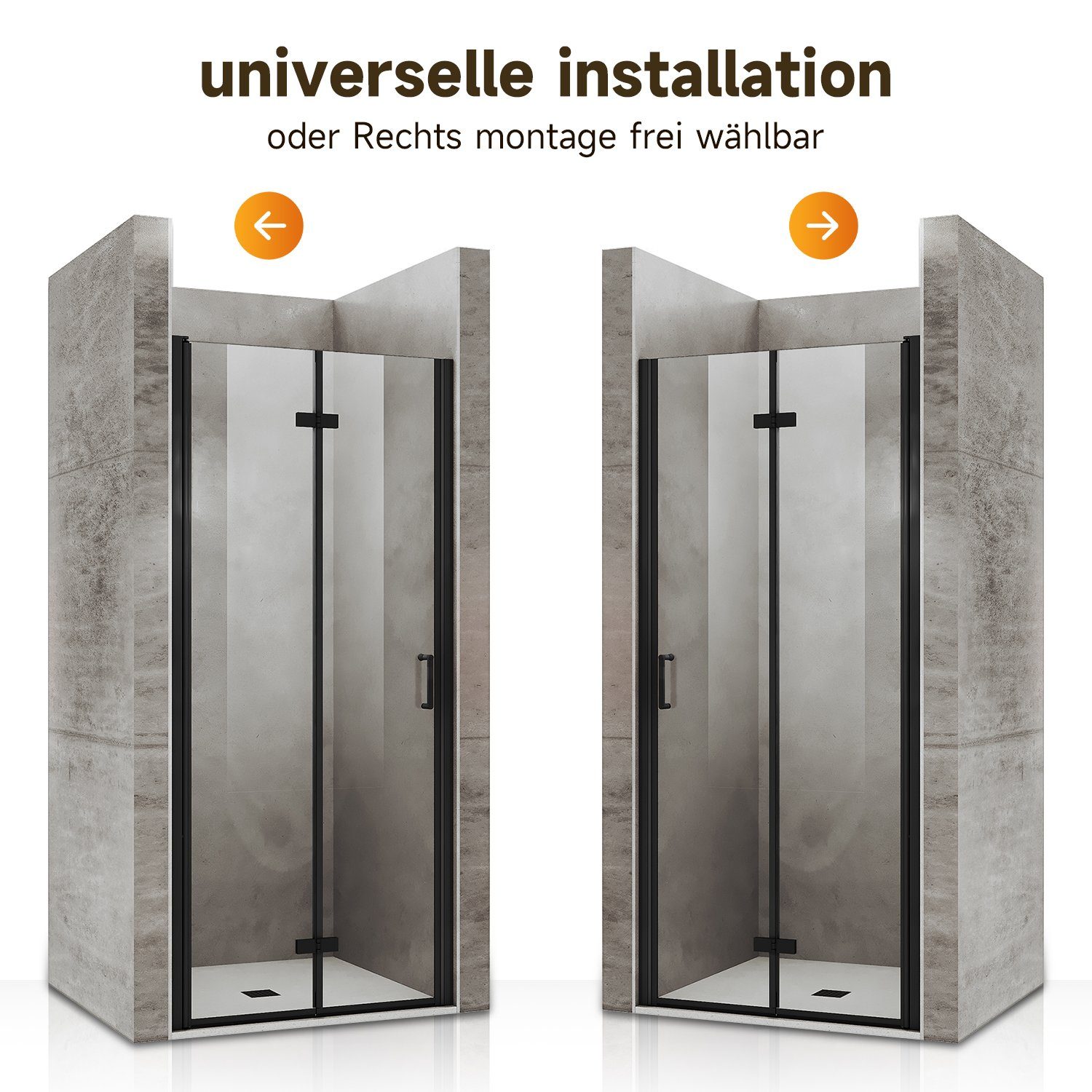 SONNI Dusch-Falttür Schwarz Falttür Pendeltür Nischentür Duschkabine Duscha günstig online kaufen