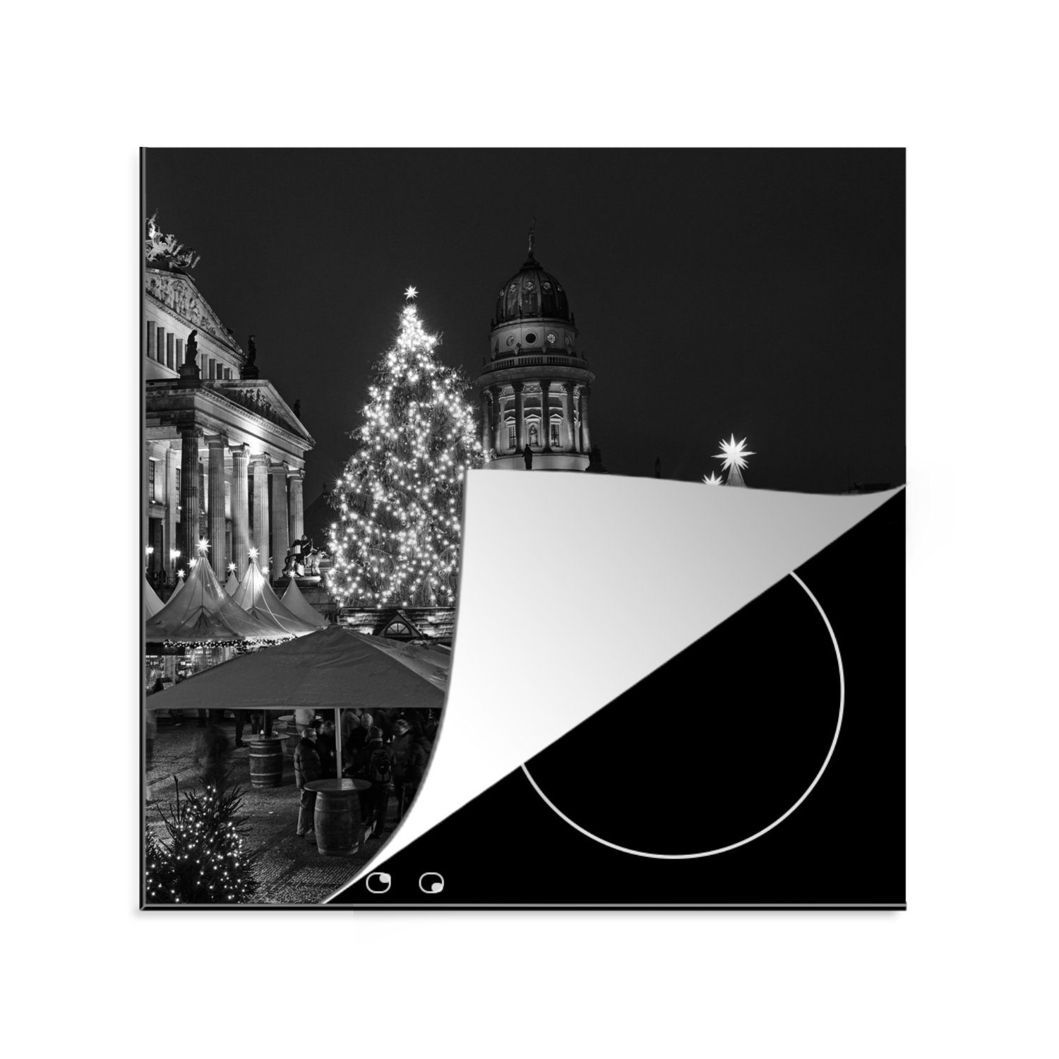 MuchoWow Herdblende-/Abdeckplatte Berlin - Weihnachten - Markt, Vinyl, (1 tlg), 78x78 cm, Ceranfeldabdeckung, Arbeitsplatte für küche