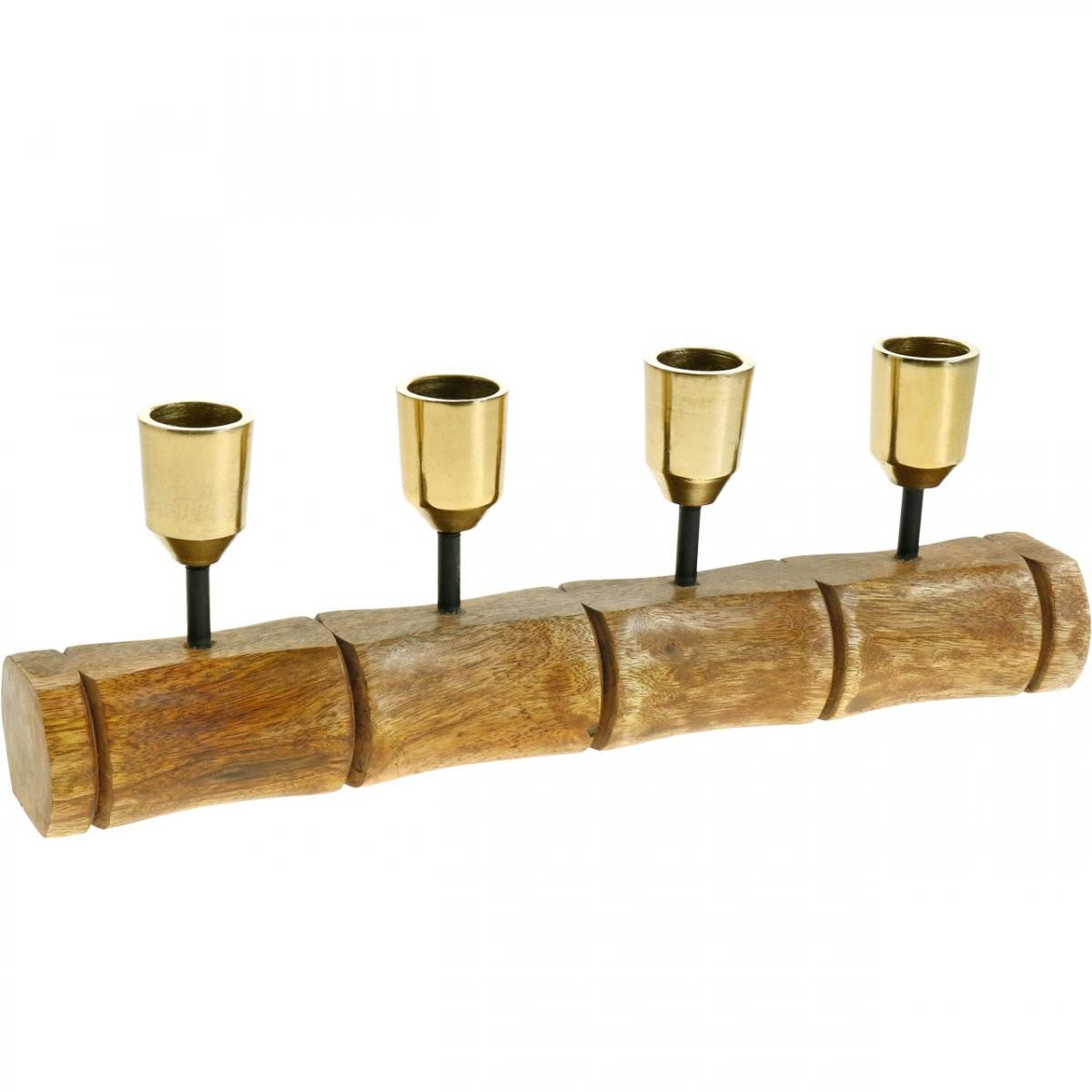 Florists Products Kerzenhalter Exklusiver Kerzenhalter aus Metall und Mangoholz im Bambuslook