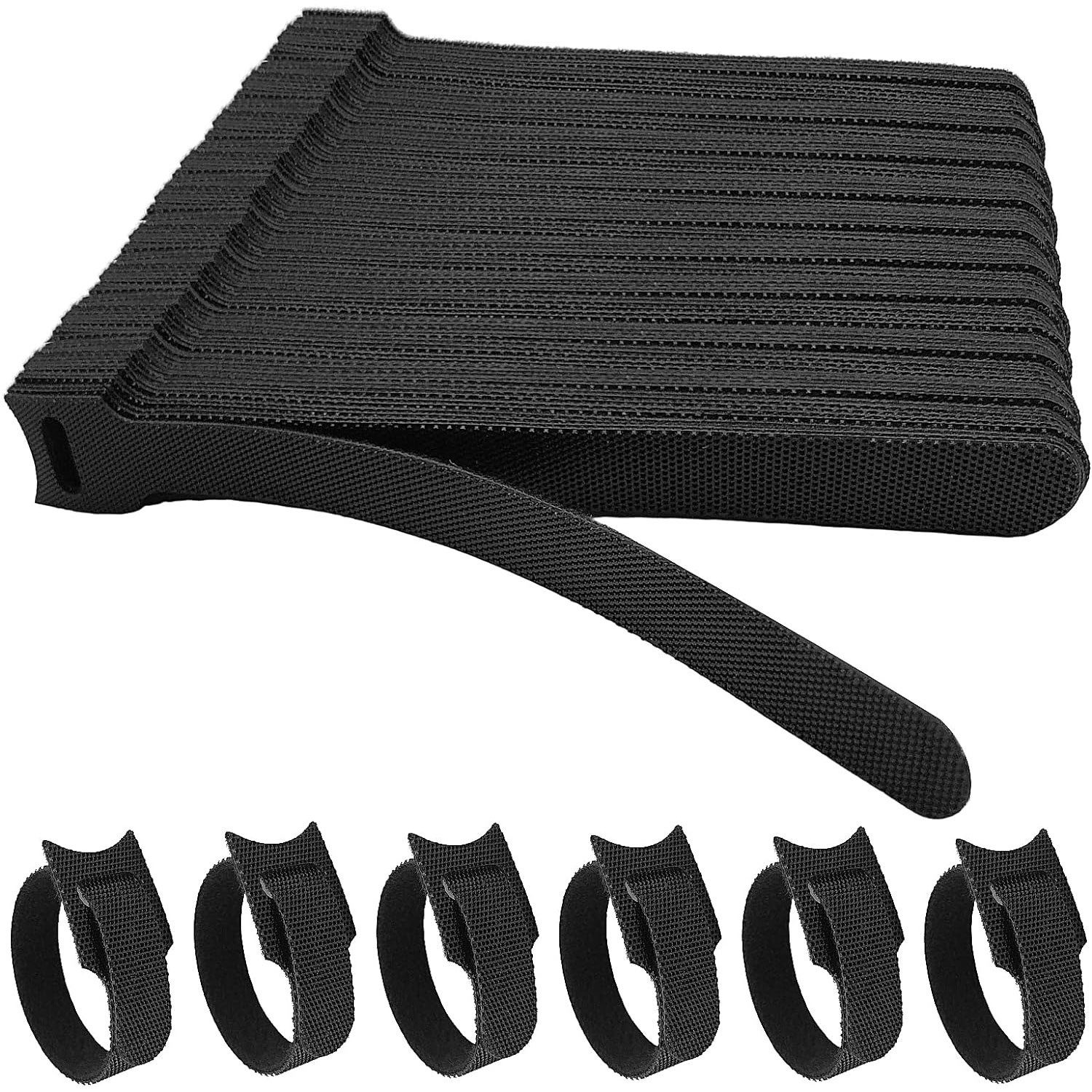 Refttenw Kabelbinder Klettverschluss-Klebeband-Set, Kabel-Organizer (100-St)