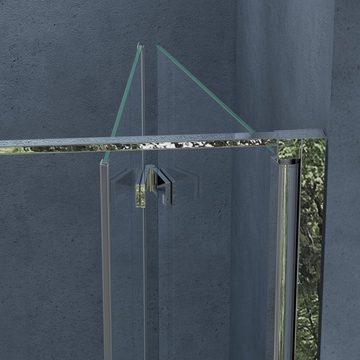 doporro Dusch-Falttür Duschentür Duschwand walk-in duschtrennwand glastür trennwand, 75x195 cm, Einscheibensicherheitsglas