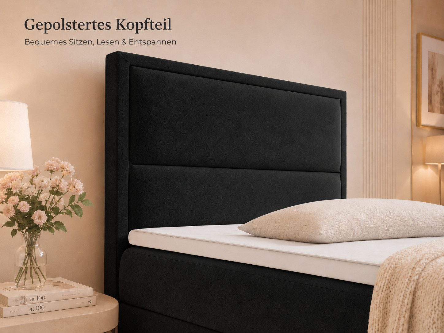 Best for Home Boxspringbett K-11 SINGLE mit Bettkasten, Bonellfederkern, Komfort Topper H3 (Hotelbett, Einzelbett, Kinderbett, Juniorbett, 5-St., 70x200 80x200  – Bild 4 von 5