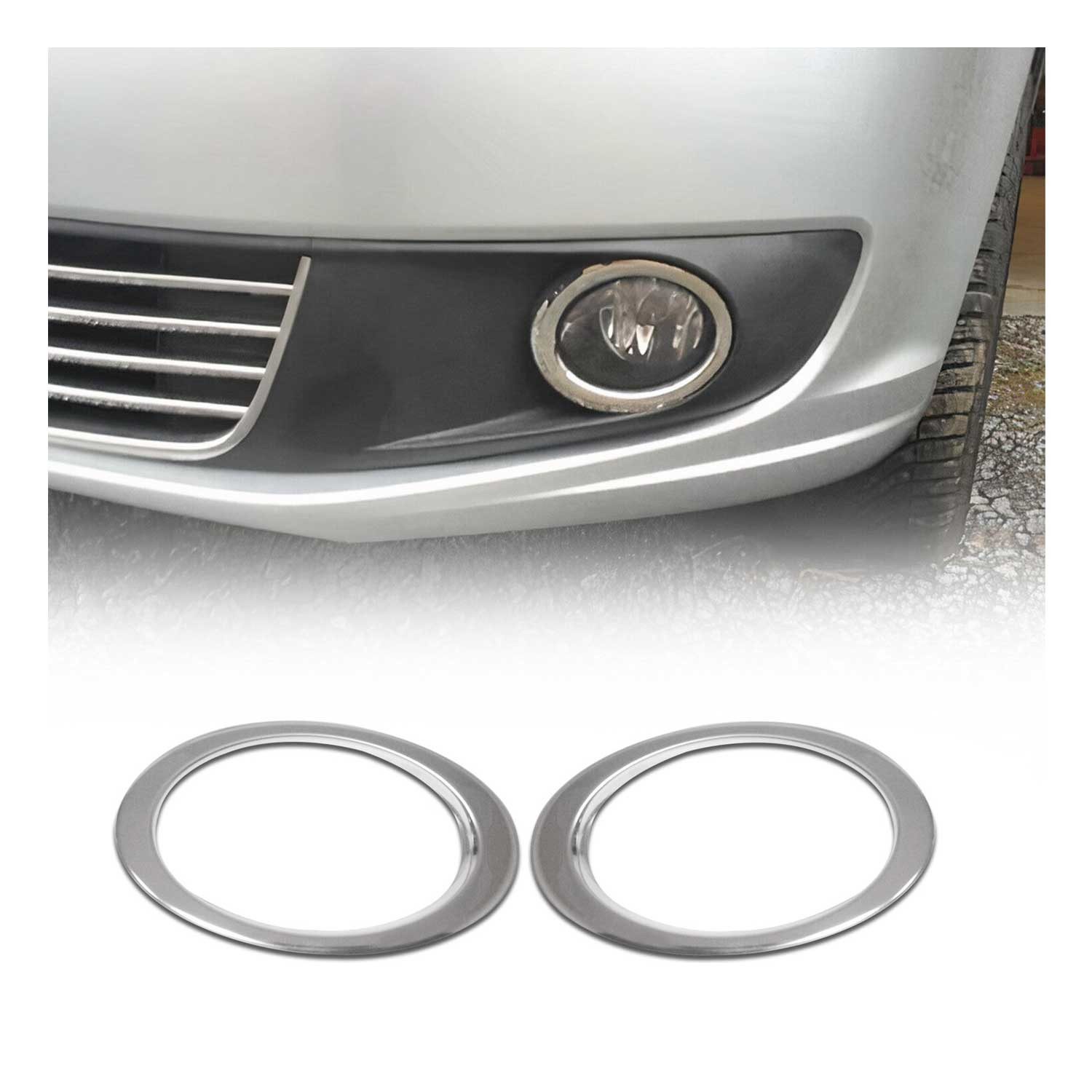 OMAC Zierleisten-Aufkleber Nebelscheinwerfer Rahmen für VW Touran 2010-2015 Edelstahl Silber 2tlg, (2tlg), Langlebig,Einfache Reinigung,Einfache Installation,Rostbeständig