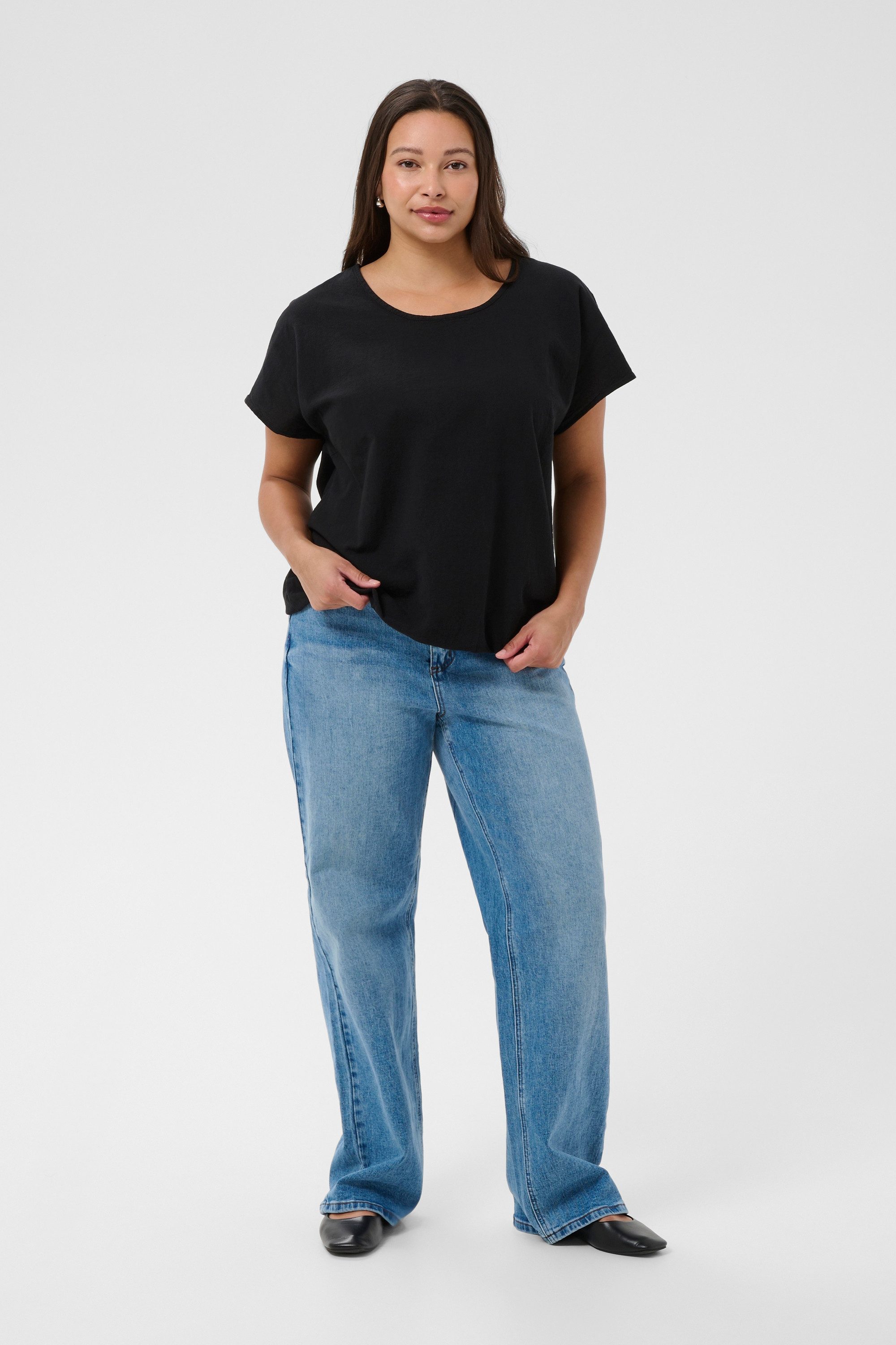 KAFFE Curve Kurzarmbluse Kurzarm-Bluse KCnana Große Größen