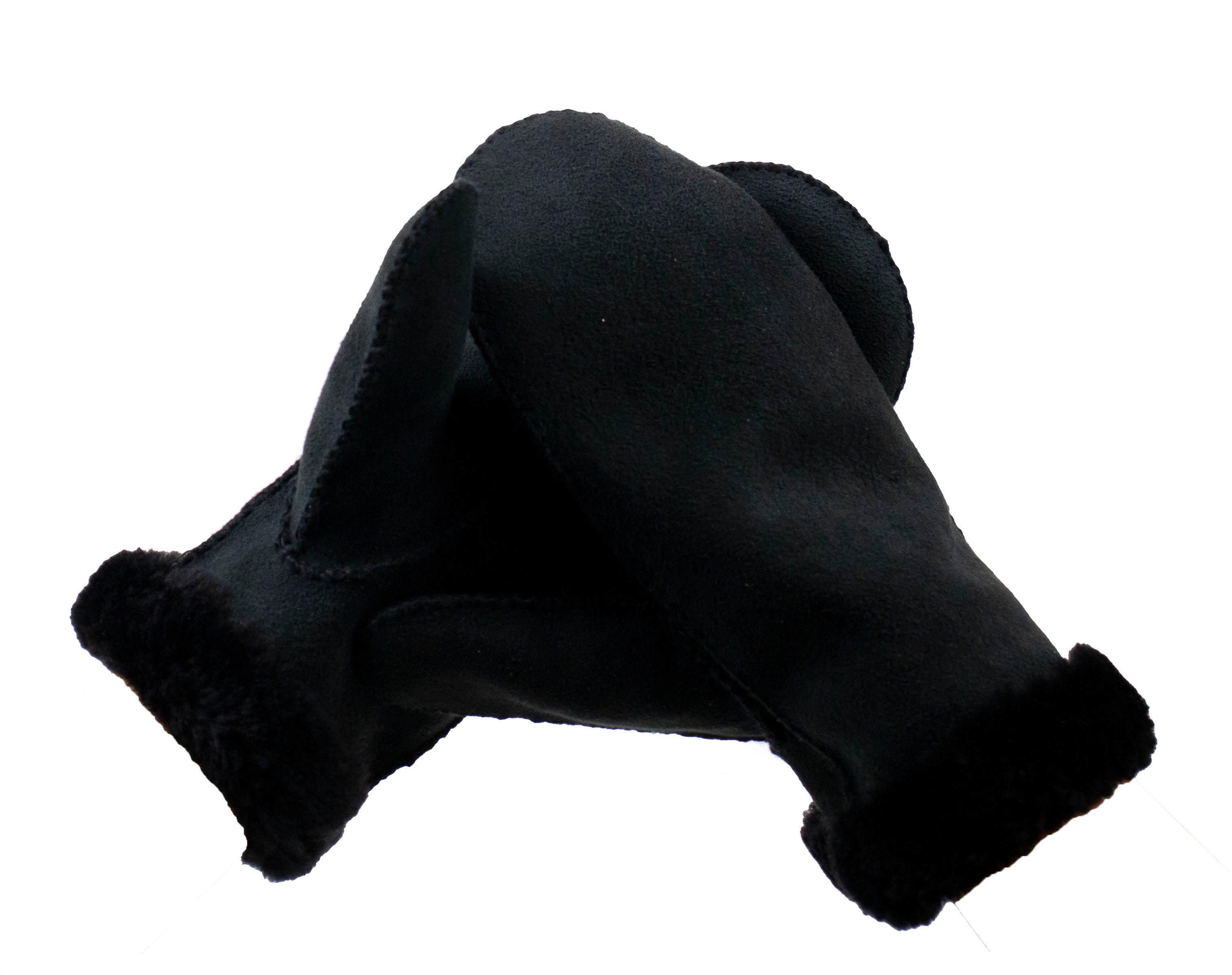Lederhandschuhe Fäustlinge Faust Handschuhe Merino Lammfell und Veloursleder