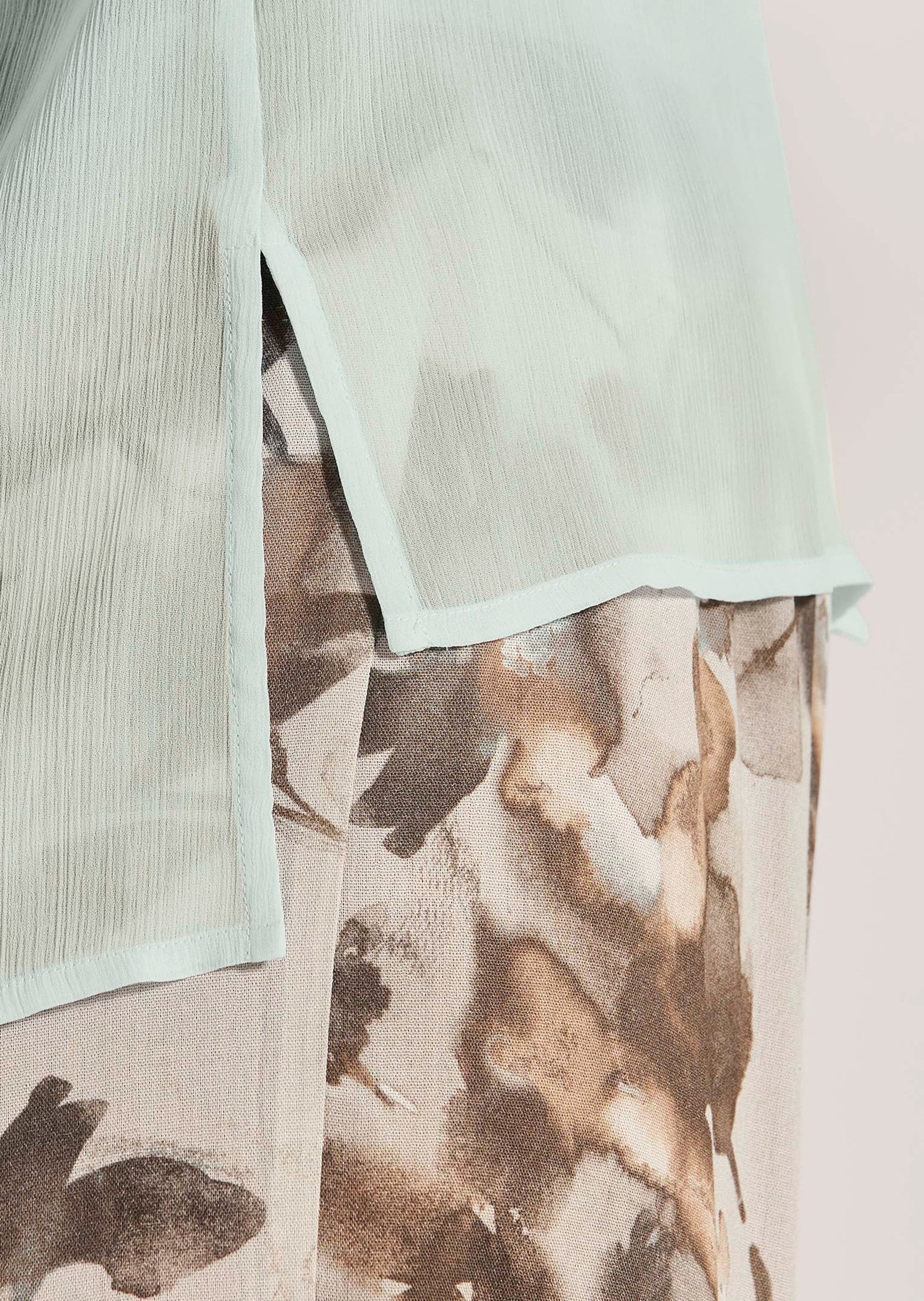 MADELEINE Langarmbluse Luftige Chiffon-Bluse, Halbarm Uni-Design mit rundem Ausschnitt und seitlichen Schlitzen