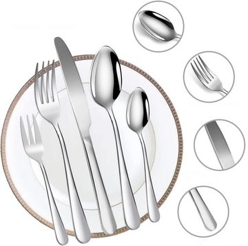 KingLux Besteck-Set 30-teiliges Silber Besteck Set Essbesteck für 6 Personen (30-tlg), 6 Personen, Edelstahl