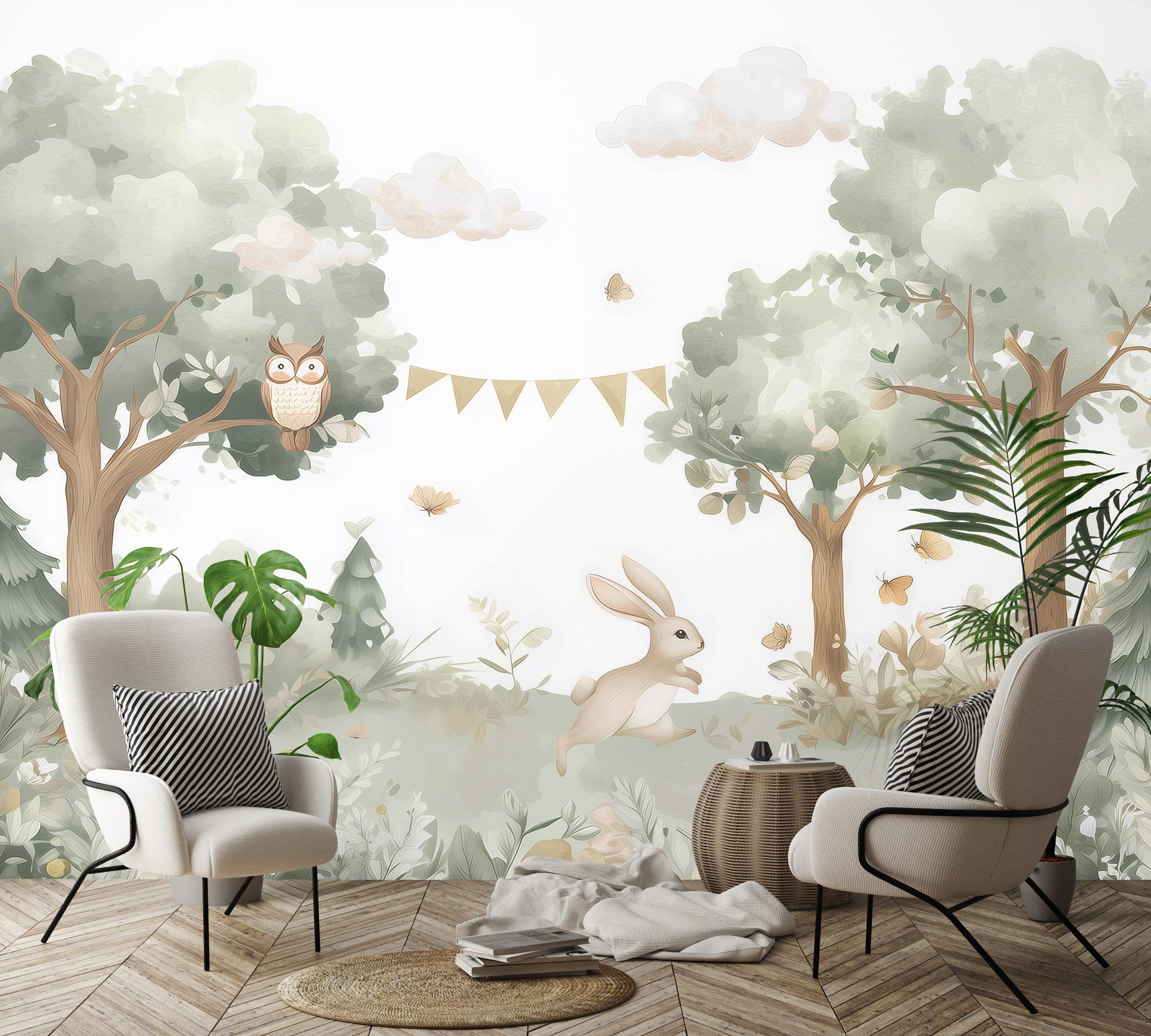 Wallarena Fototapete Kinderzimmer Tiere Kaninchen Kinder Vlies Tapete Wandt günstig online kaufen