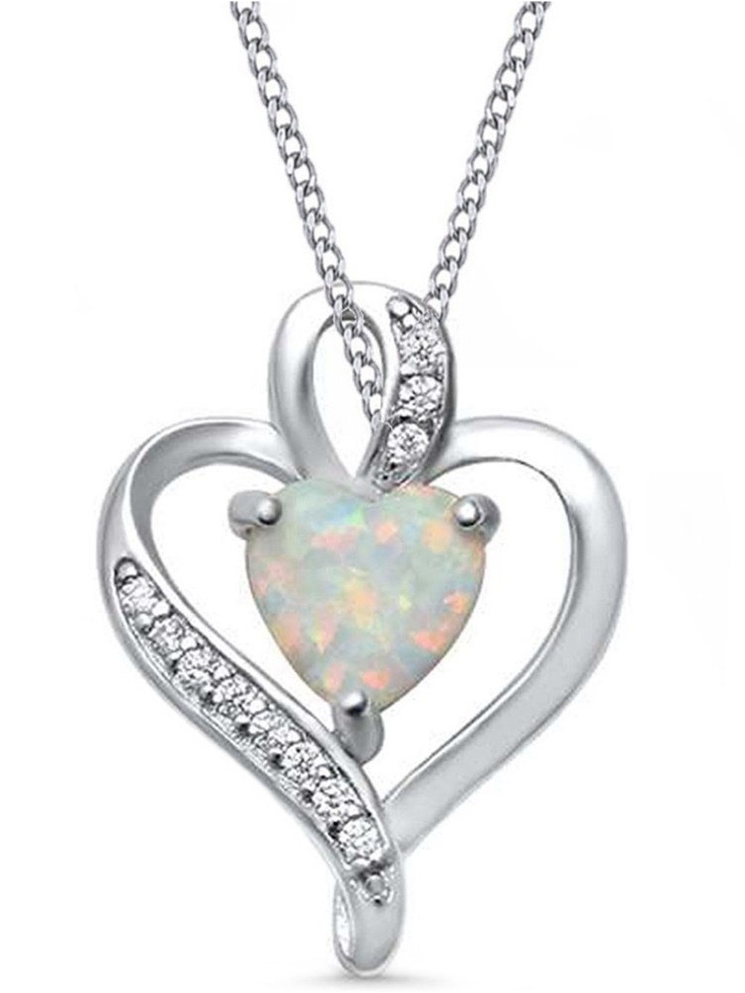 Kette mit Anhänger Hell Opal Anhänger mit 45cm Kette aus 925 Silber mit Zirkonia Klar