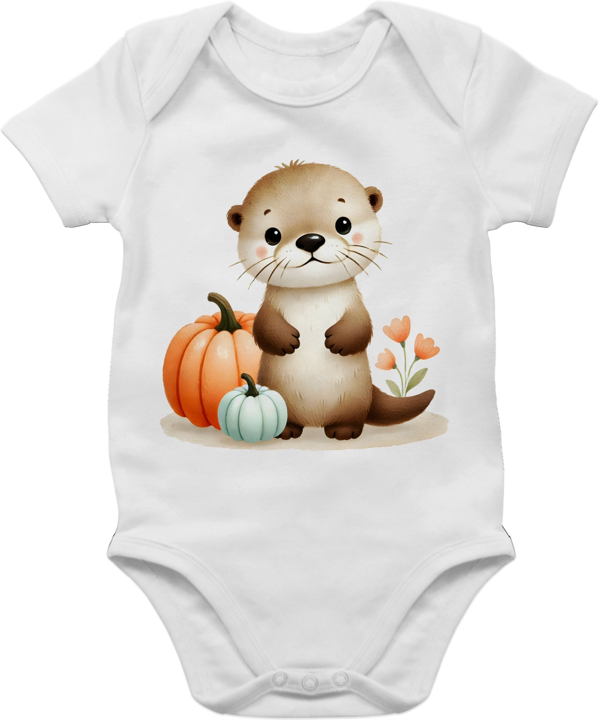 Shirtracer Shirtbody Süßer Otter mit Kürbis, Herbstliches Baby und Kinder Motiv, Niedlich Halloween Kostüme für Baby