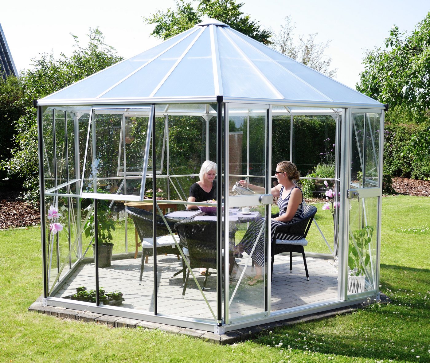 Thumbnail - Vitavia Gewächshaus Hera 9000 ESG/HKP 3/6mm im Pavillon Baustil