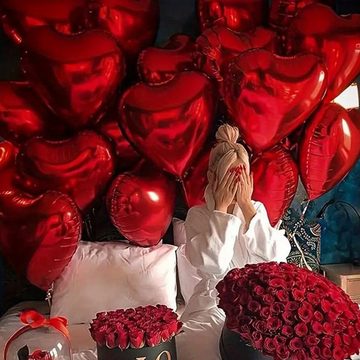 Deggelbam Riesenluftballon 25 Stück Herzluftballon mit 45cm, Herzballon, Glänzende Oberfläche, Verlobung, Hochzeit, Antrag, Valentinstag