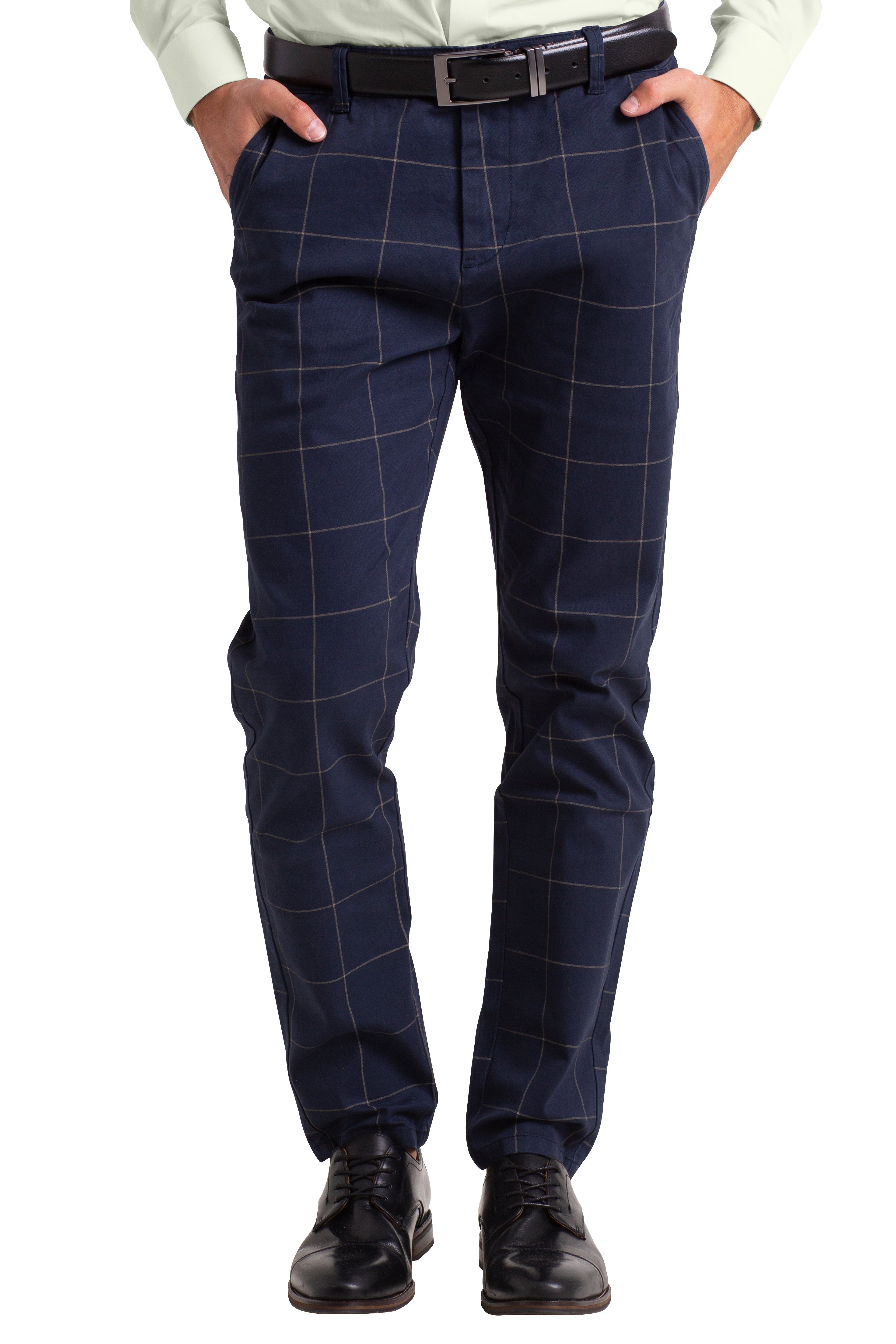 BlauerHafen Chinohose Herren Formaler Check Hose Slim-Fit Vintage Office Business Full Pants All sizes available 30''-38''