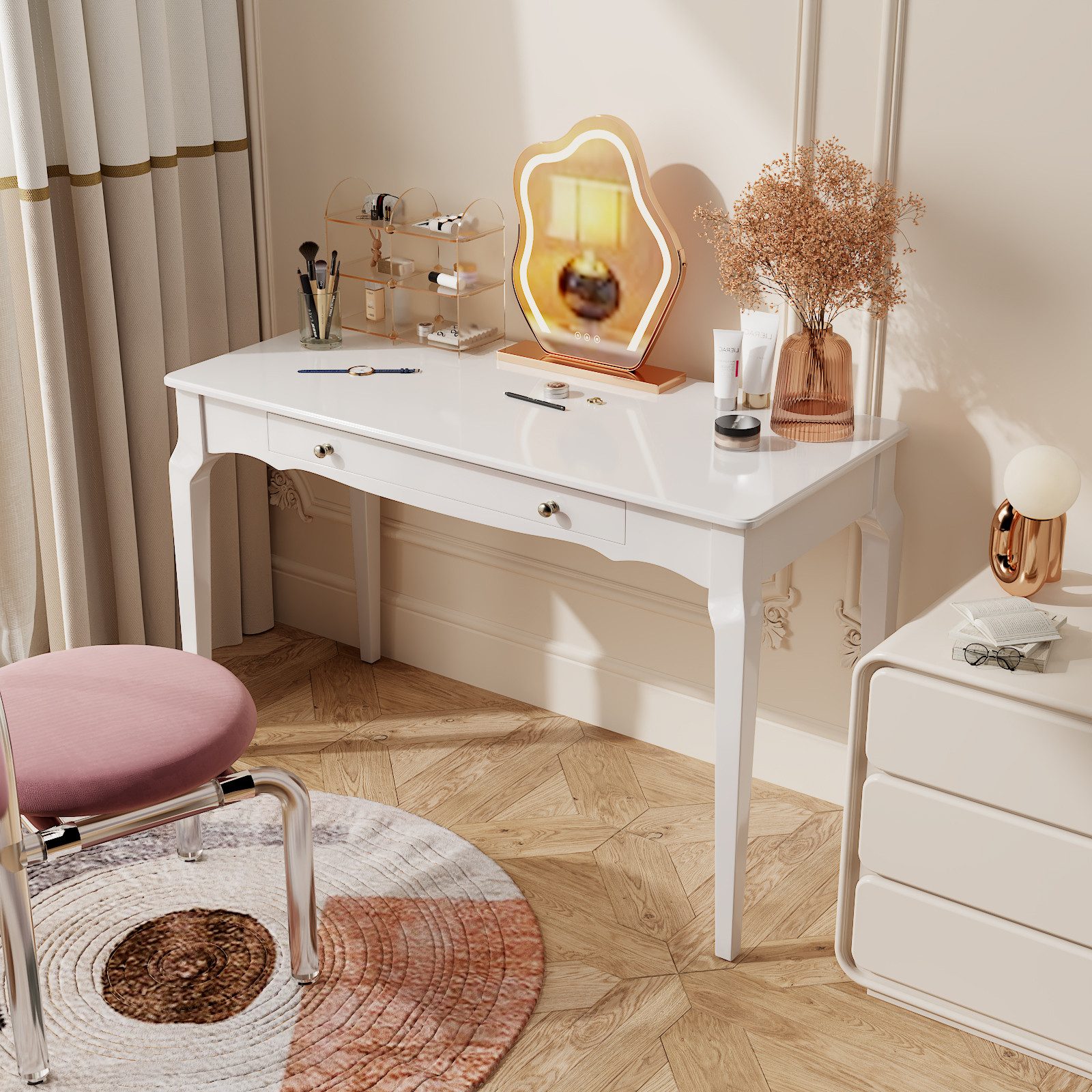 OYRREU Konsolentisch Eleganter Schreibtisch mit 2 Schubladen, Holzoptik, 107 cm (platzsparend, 1 Set, Retro Tisch vintage für Wohnzimmer/Schlafzimmer/Boudoir), OTTO'S CHOICE