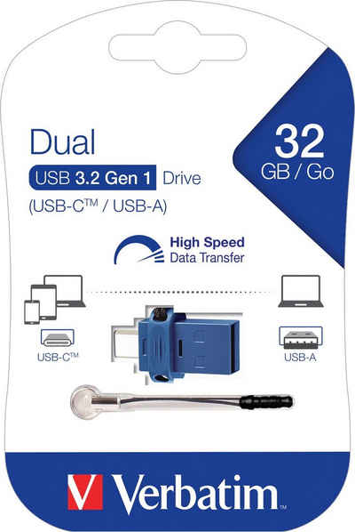 Verbatim 32GB Store 'n' Go Dual Drive blau Typ C 3.1 mit USB 3.2 USB-Stick