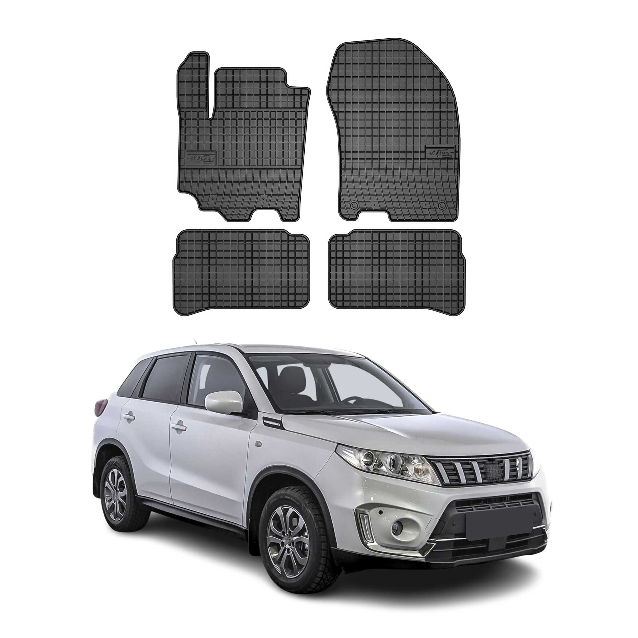 OMAC Auto-Fußmatten für Suzuki Vitara 2018-2025 Gummimatten Schwarz (4 St), für Suzuki Vitara 2018-2025 Suzuki Vitara 2018-2025, Antirutsch,Wasserfest,Einfache Installation