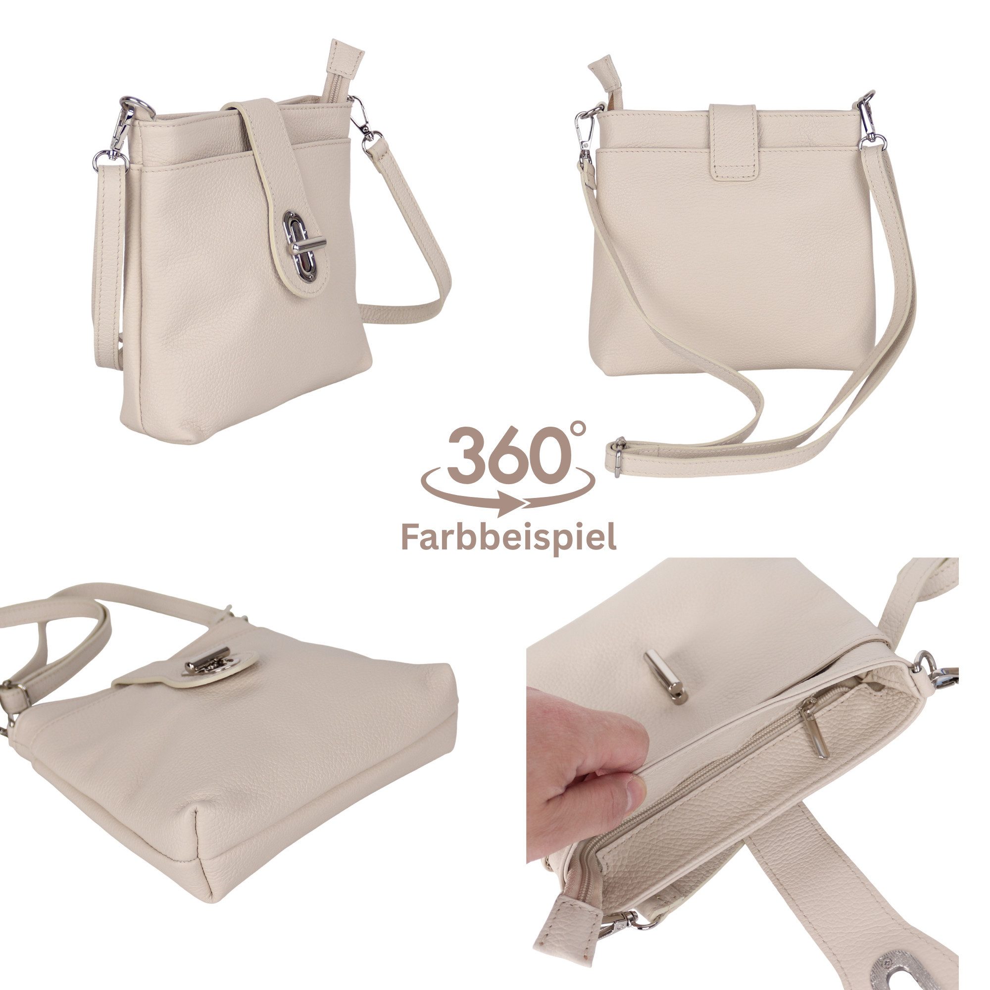 MIRROSI Umhängetasche Damen Crossbody Bag, Echtleder Made In Italy, (22x22x8cm) aus Wildleder – Bild 3 von 4