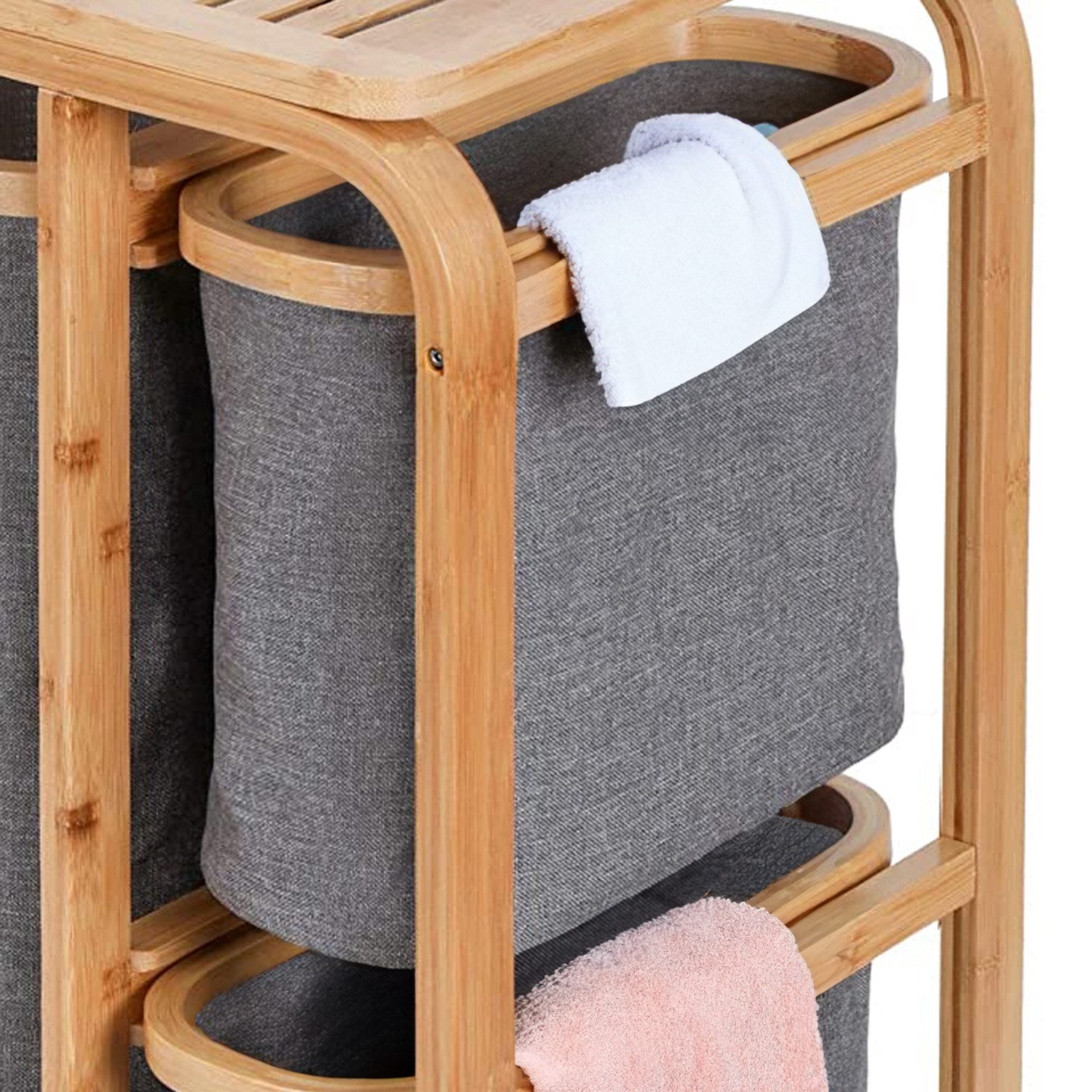 AD.CON Wäschekorb Bambus Wäschekorb Badezimmer Regal günstig online kaufen