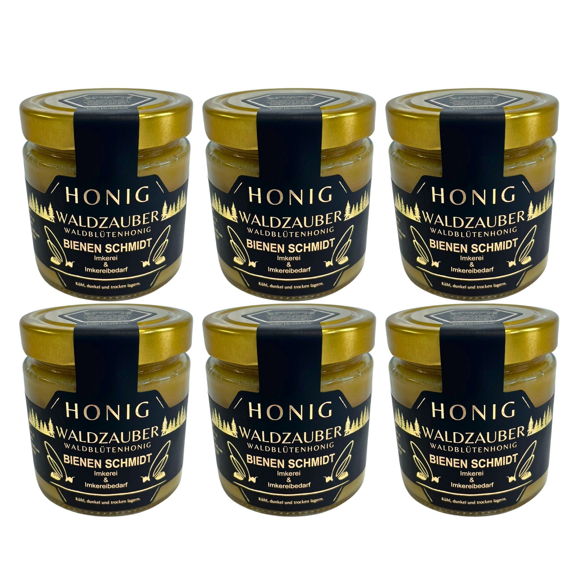 BIENEN SCHMIDT Honig "WALDZAUBER" verschiedene Größen, 6 x 500 g, (Spar-Set, 6x 500 g Glas), Waldblütenhonig aus Oberfranken, rein und natürlich, deutscher Honig