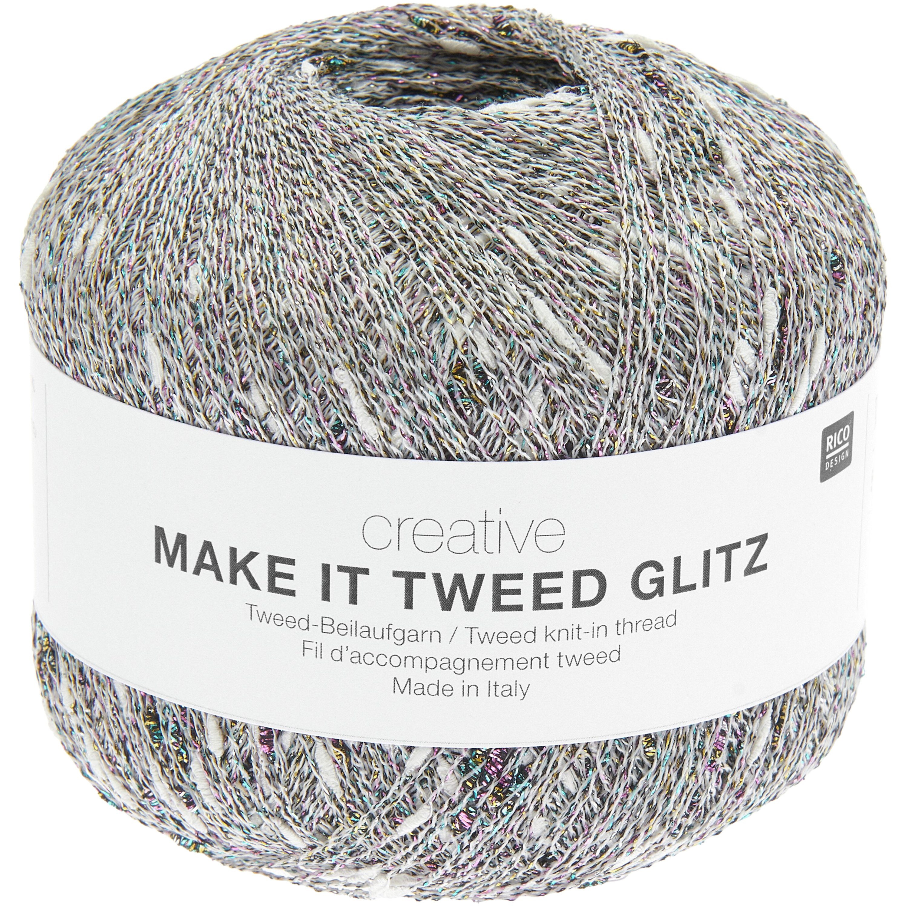 Rico Design Make It Tweed Glitz Häkelwolle, 50 g, 525 m