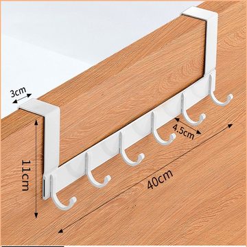 HYTIREBY Türhaken Wandmontierte Türhakenleiste 6-reihiger Haken, Kleiderhaken, Wohnzimmer Türen, Schlafzimmertüren, Badezimmertüren, Küchentür, Lochlose Installation