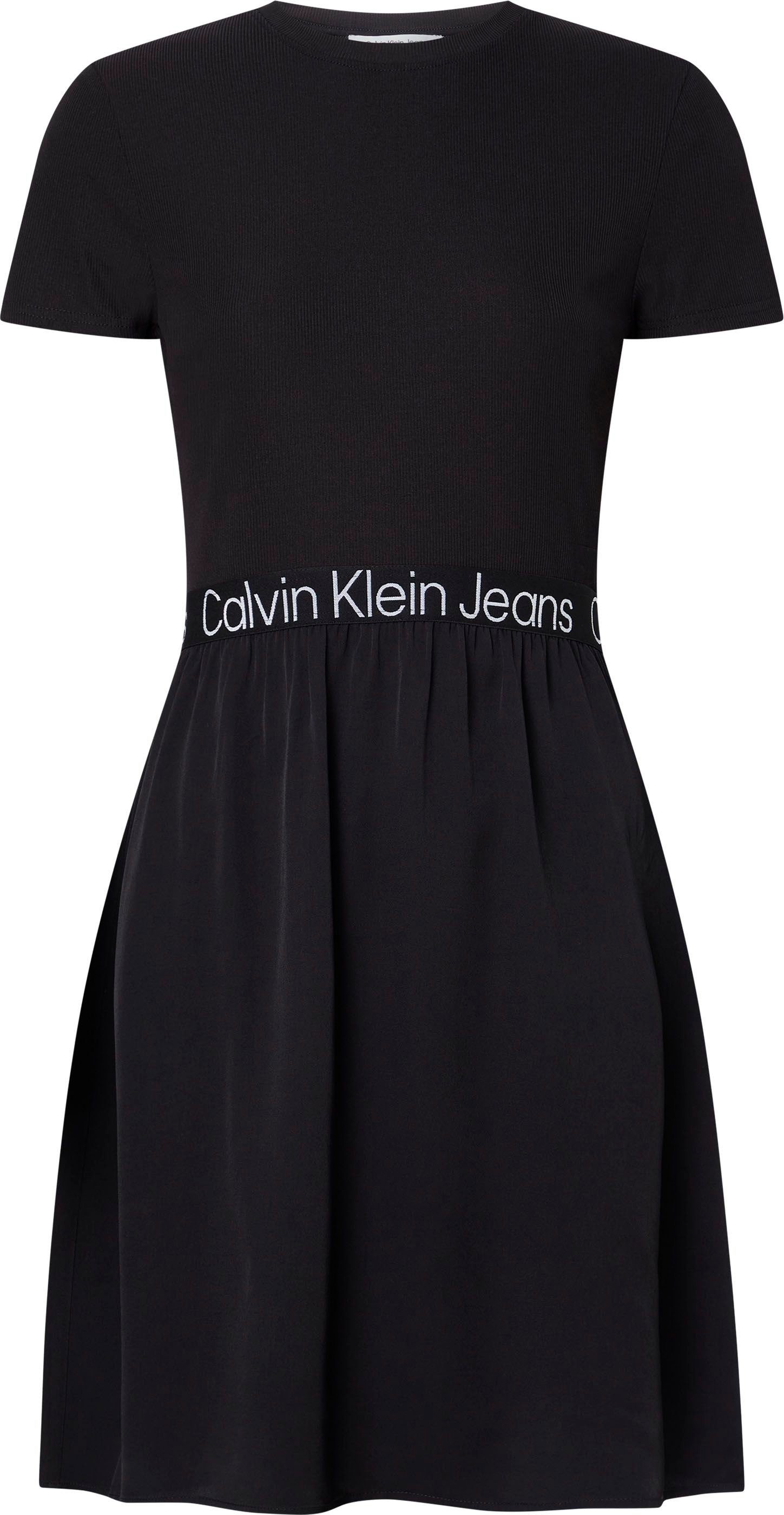 Materialmix Jeans Calvin schwarz 2-in-1-Kleid im Klein