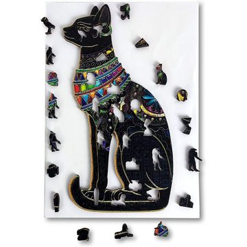 ANIWOOD Konturenpuzzle ANIWOOD,Ägyptische Katze,Holz,mehrfarbig, 150 Puzzleteile, Größe M (15,0 x 28,1 x 0,5 cm)