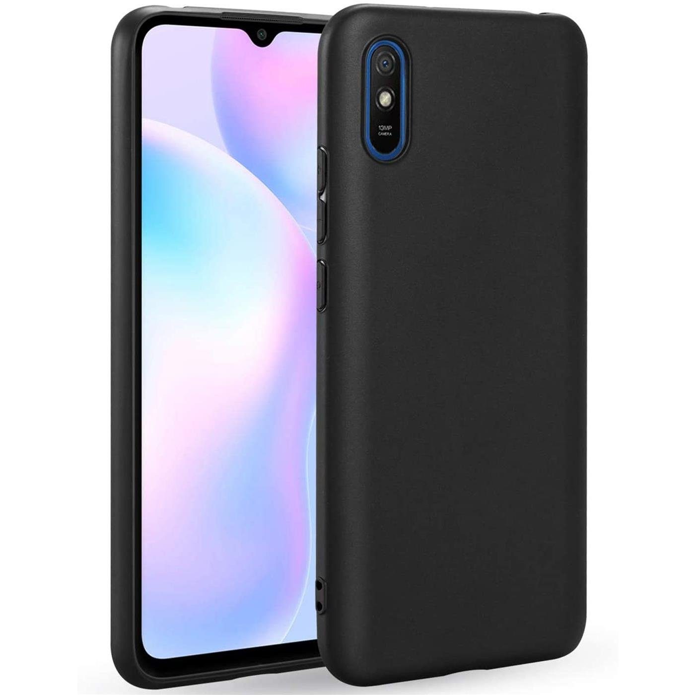 CoolGadget Handyhülle Black Series Handy Hülle für Xiaomi Redmi 9A 6,53 Zoll, Edle Silikon Schlicht Robust Schutzhülle für Xiaomi Redmi 9A Hülle