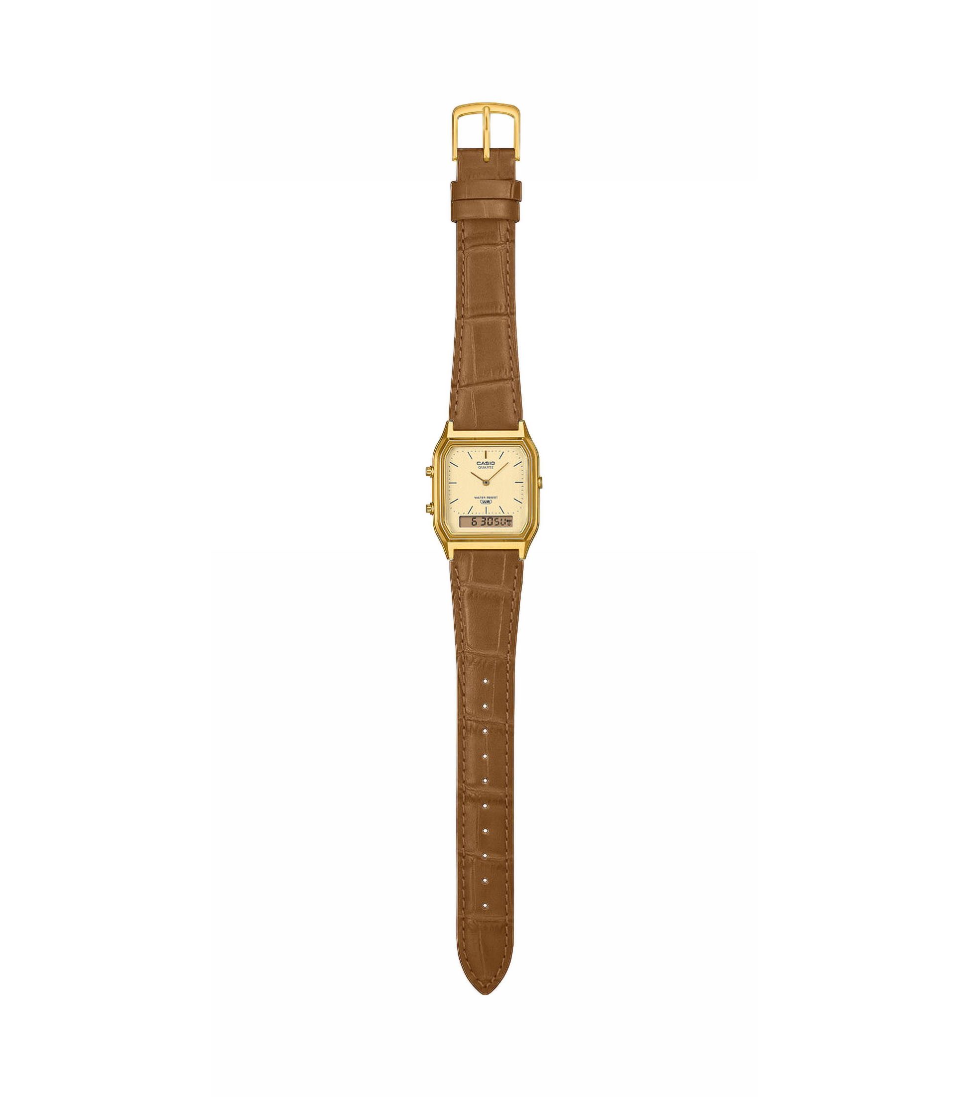 CASIO Quarzuhr Casio Unisex Uhr Edgy AQ-230EGL-9AEF Edelstahl, Leder, Gold günstig online kaufen