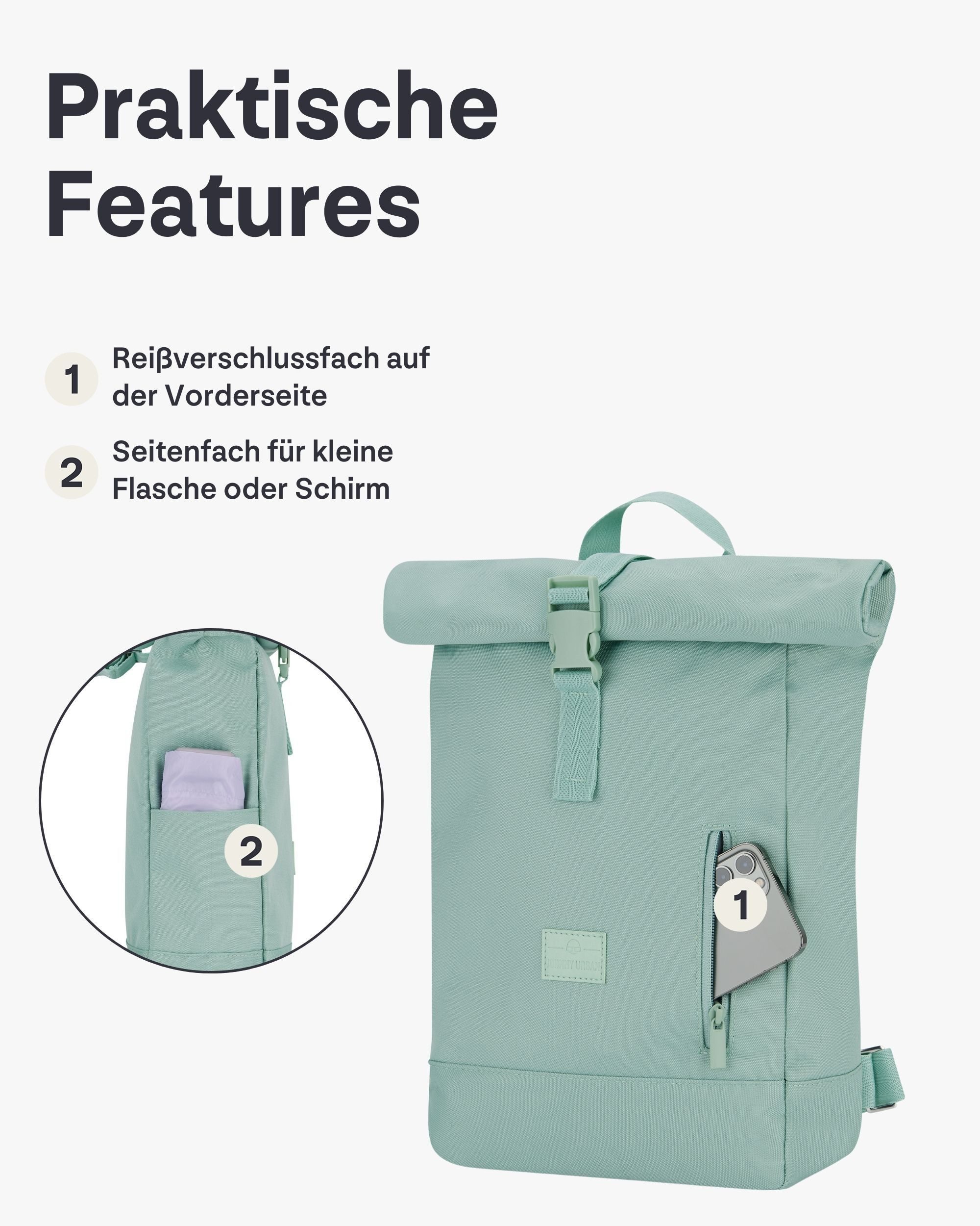 Johnny Urban Cityrucksack Robin Small, Rolltop Damen Herren (1-tlg), Wasserabweisend