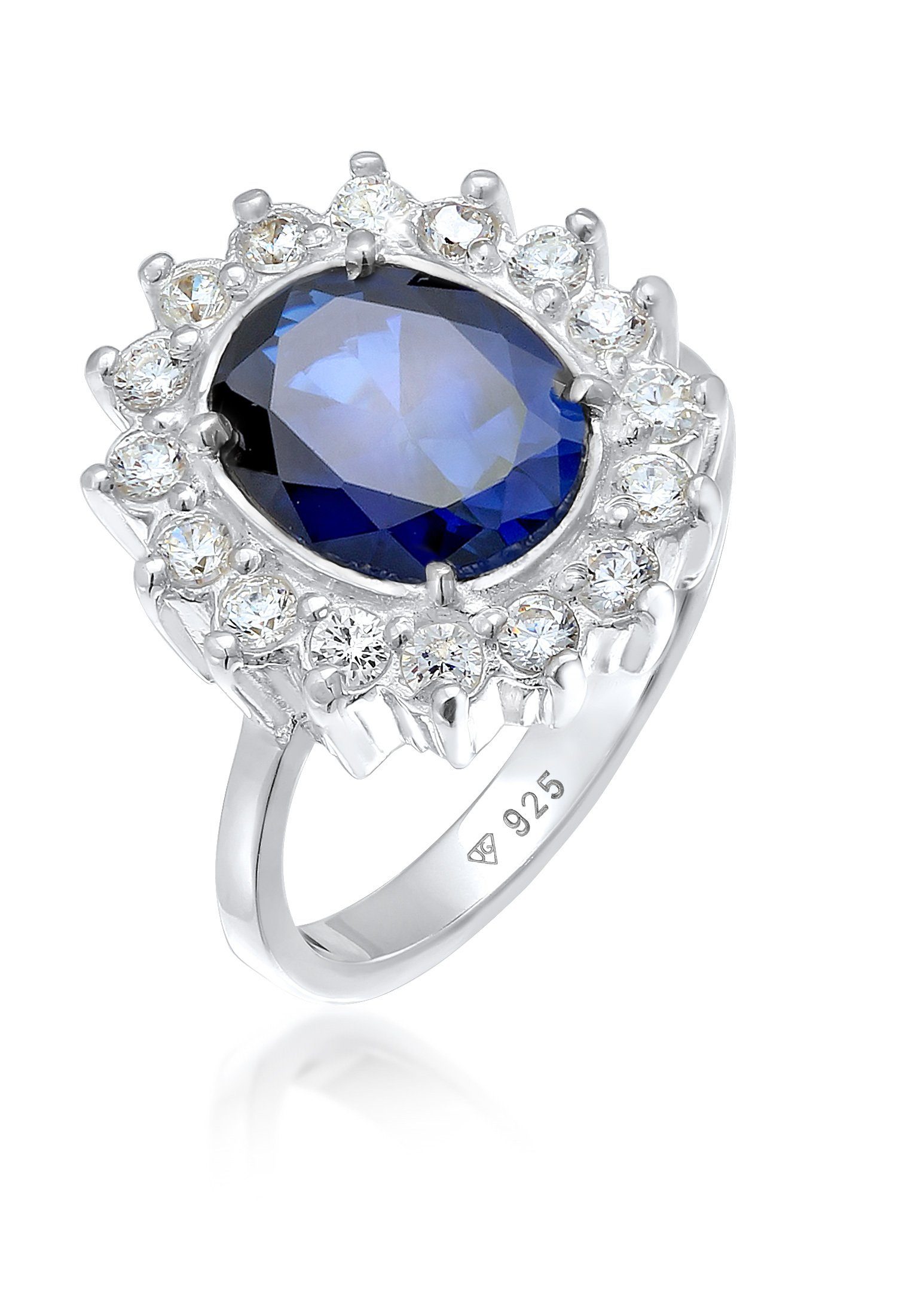 Elli Fingerring Cocktailring Zirkonia Synthetischer Saphir günstig online kaufen