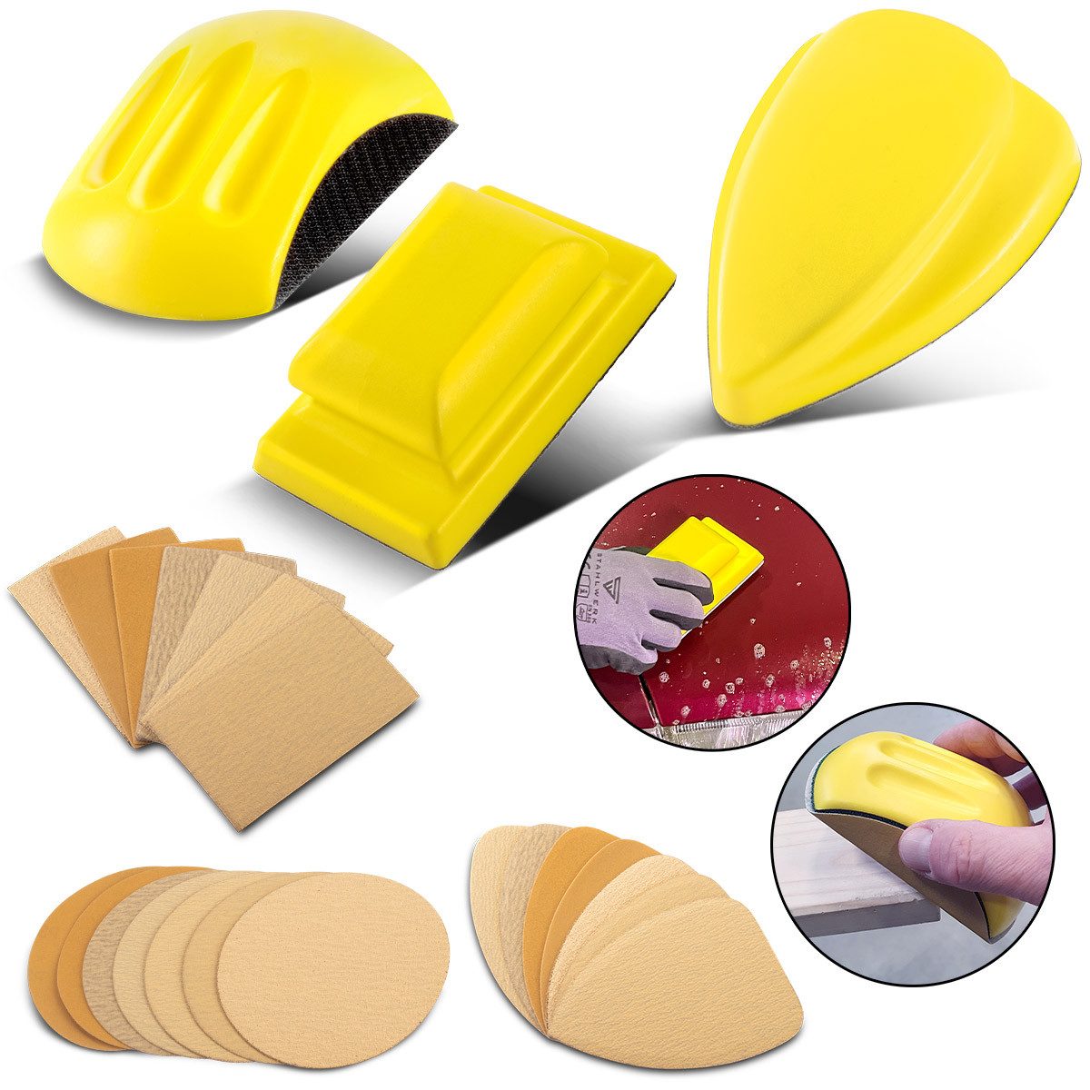 STAHLWERK Schleifdreieck STAHLWERK Handschleifblock 3er Set, (Packung, 3 St., Set)