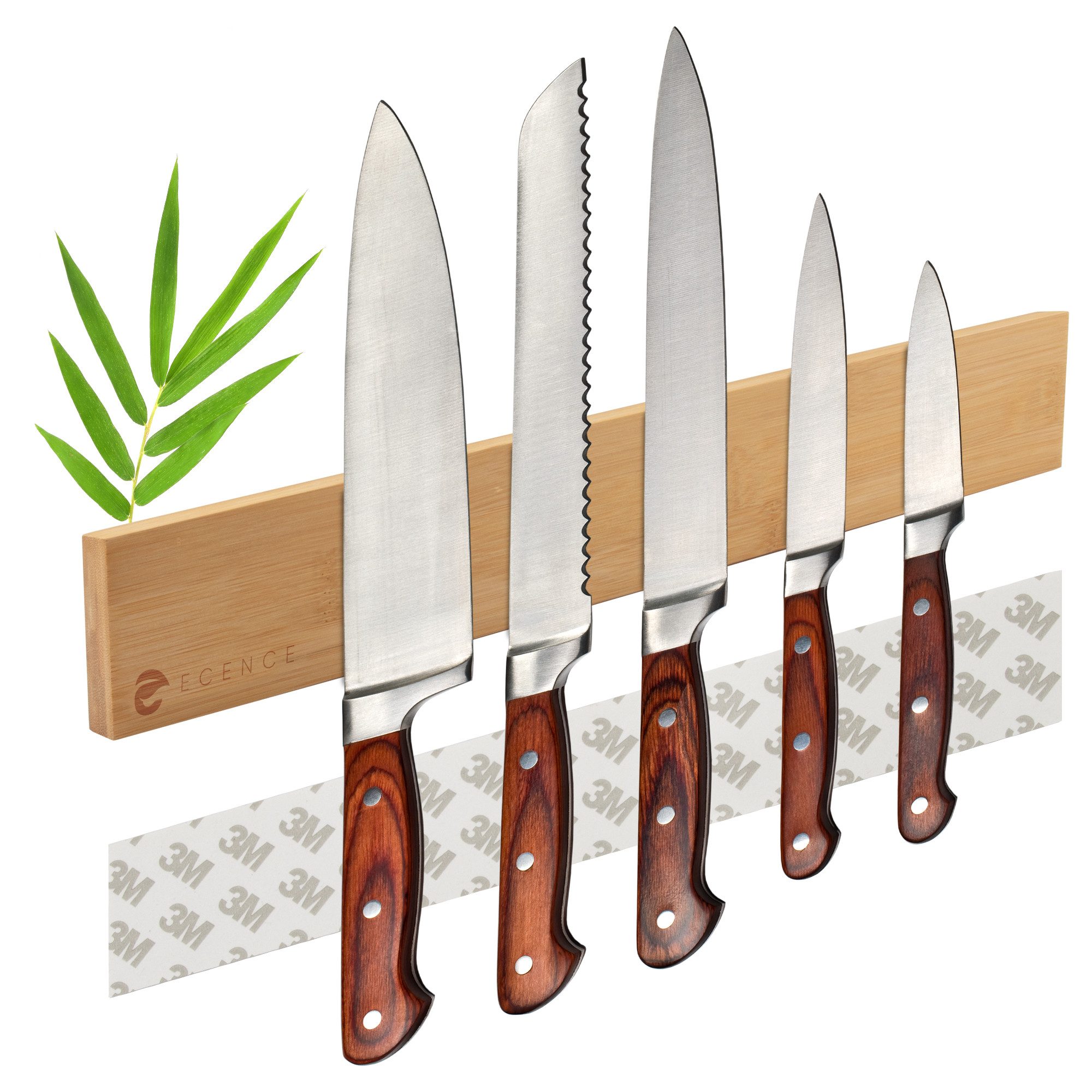 ECENCE Wand-Magnet Messer-Leiste Bambus Messerleiste magnetisch Messerblock