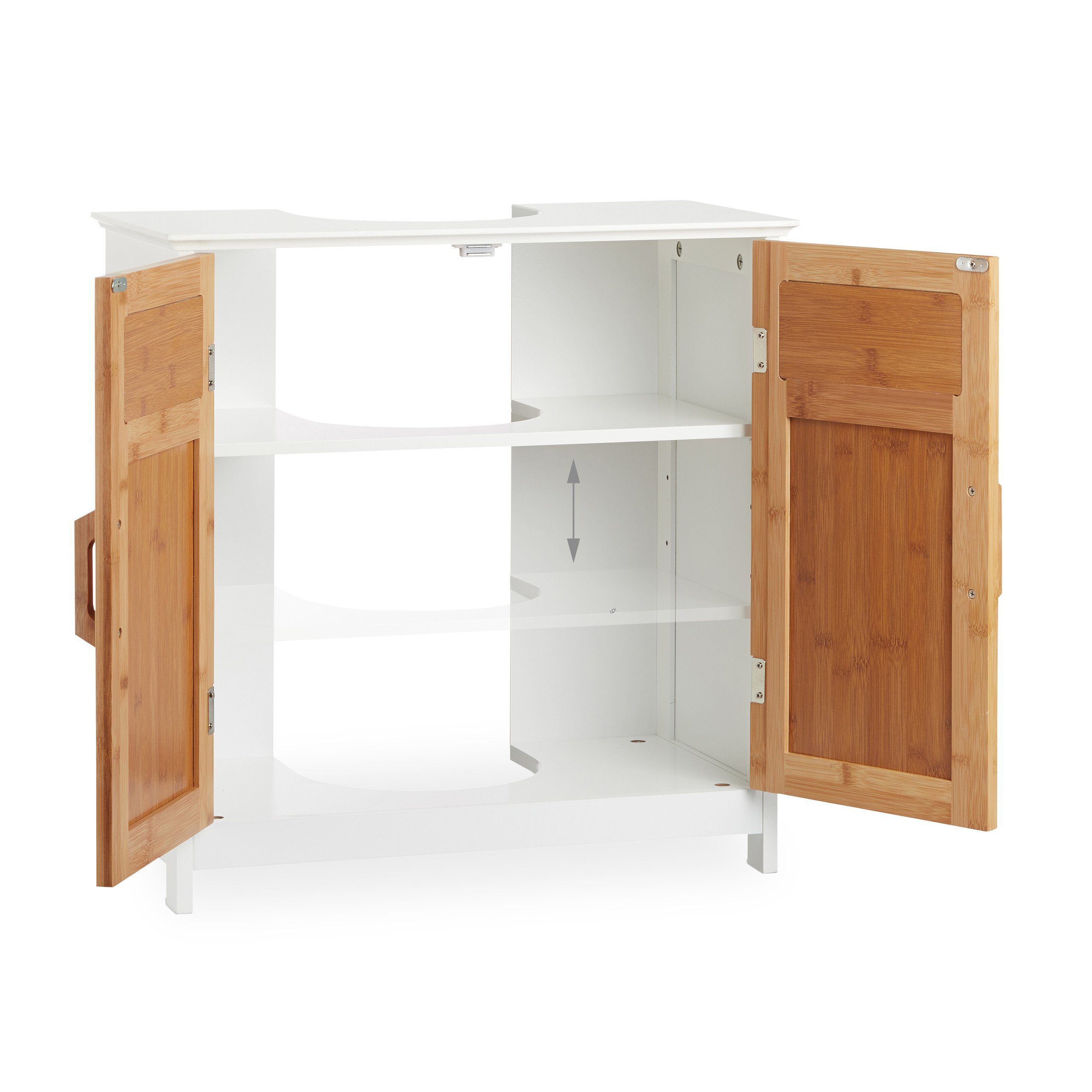 relaxdays Waschbeckenunterschrank mit Bambustüre