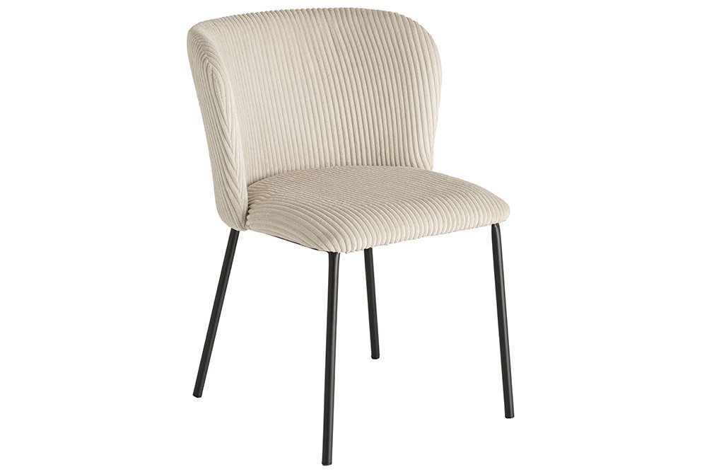 riess-ambiente Esszimmerstuhl LYON beige/schwarz - Cord-Bezug, Metall, Scandi, Polster, gemütlich (Einzelartikel, 1 St), Retro trifft Modern - ideal für Wohn- und Esszimmer oder Küche