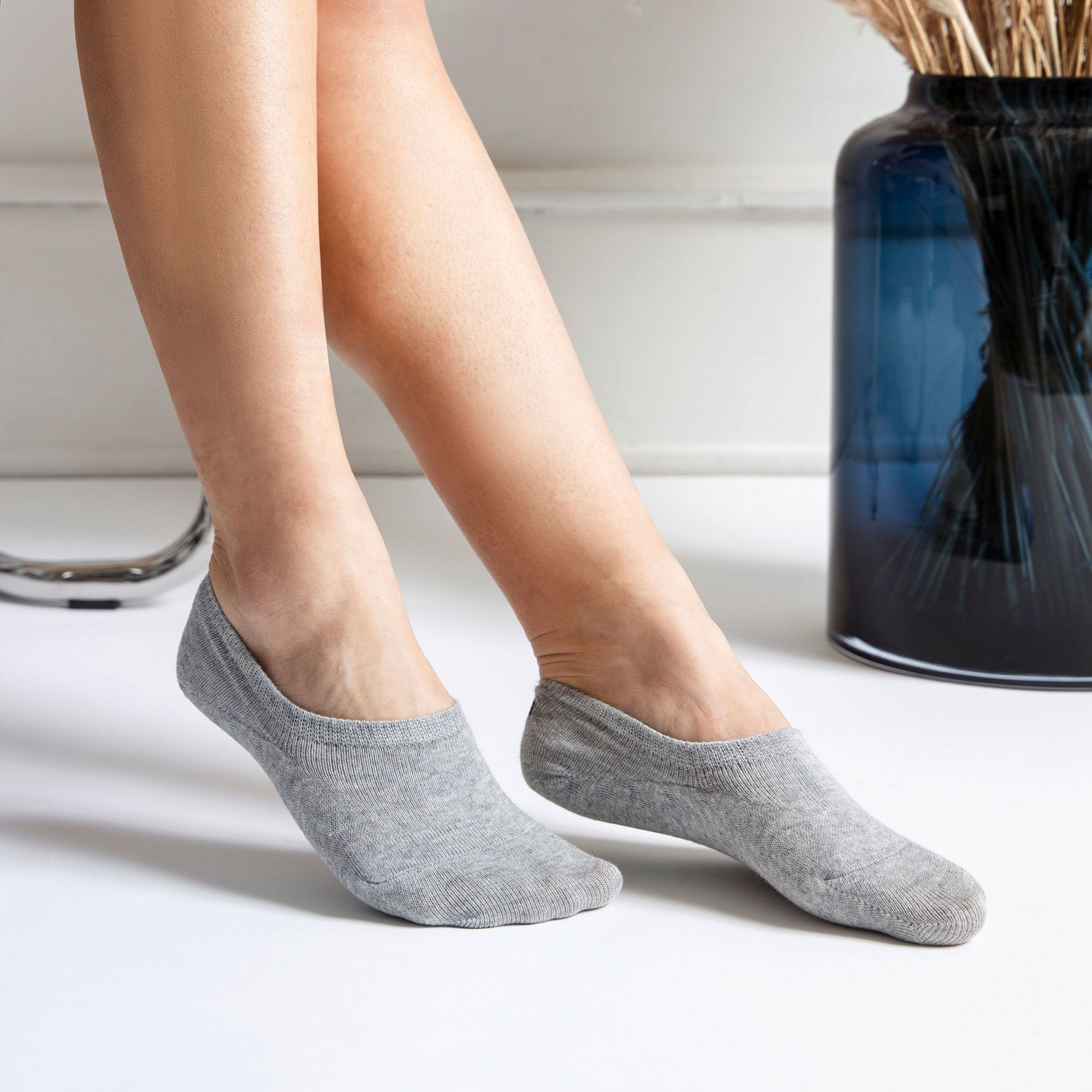 SNOCKS Füßlinge Invisible Socks Sneaker Socken Damen & Herren (6-Paar) aus Bio-Baumwolle, mit Anti-Rutsch-Pad und unsichtbar in den Schuhen