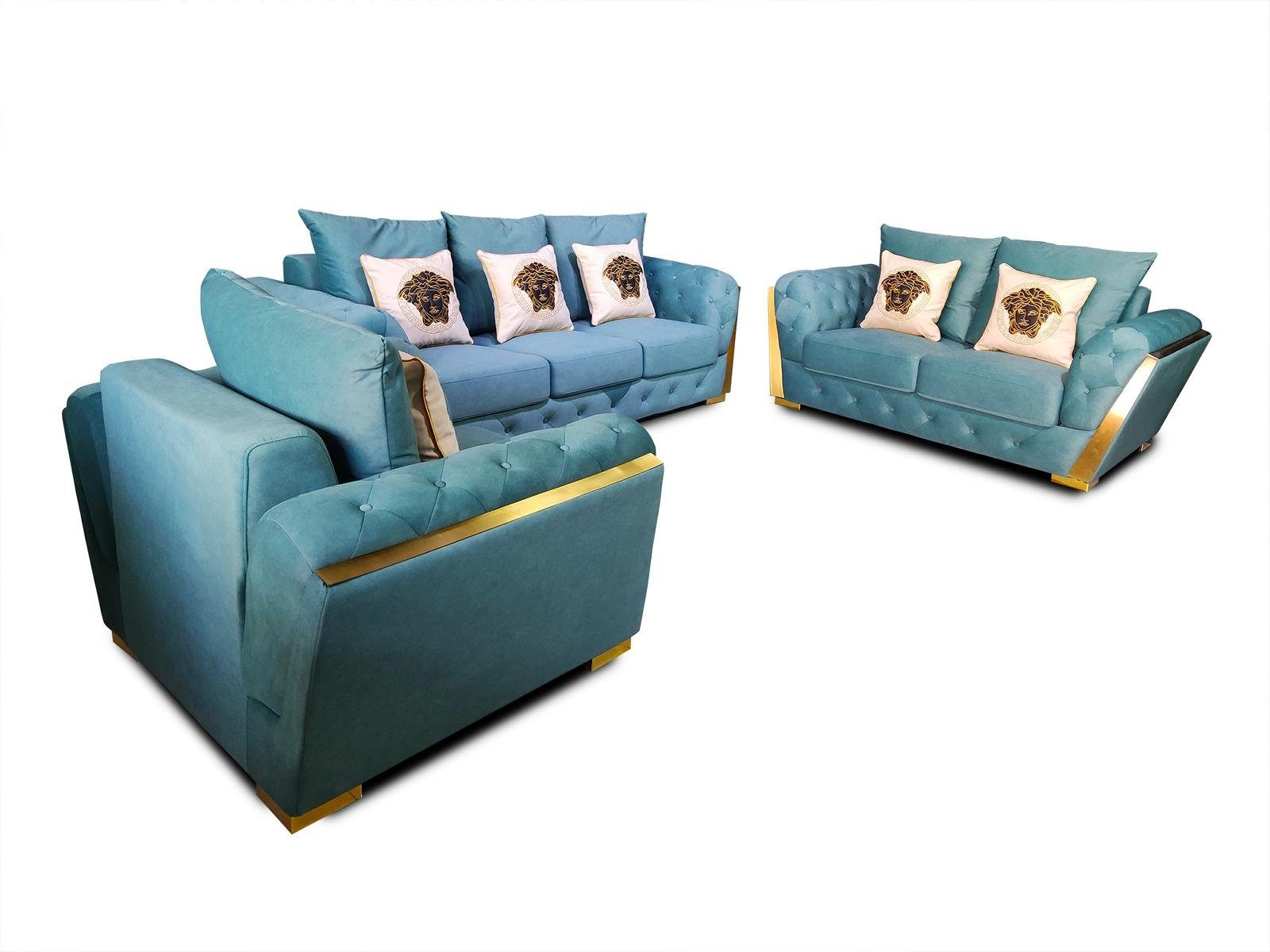 Couch in Sofa Europe JVmoebel Möbel Chesterfield 3tlg., Set Sofa Made 3+2+1 Sofagarnitur