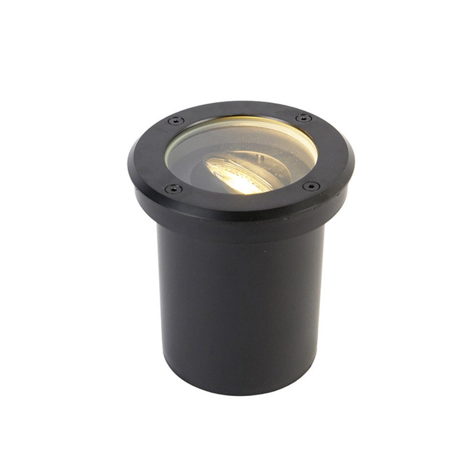 Qazqa Gartenstrahler Delux, LED wechselbar, GU10, Schwarz, Modern, Edelstahl, 1-flammig