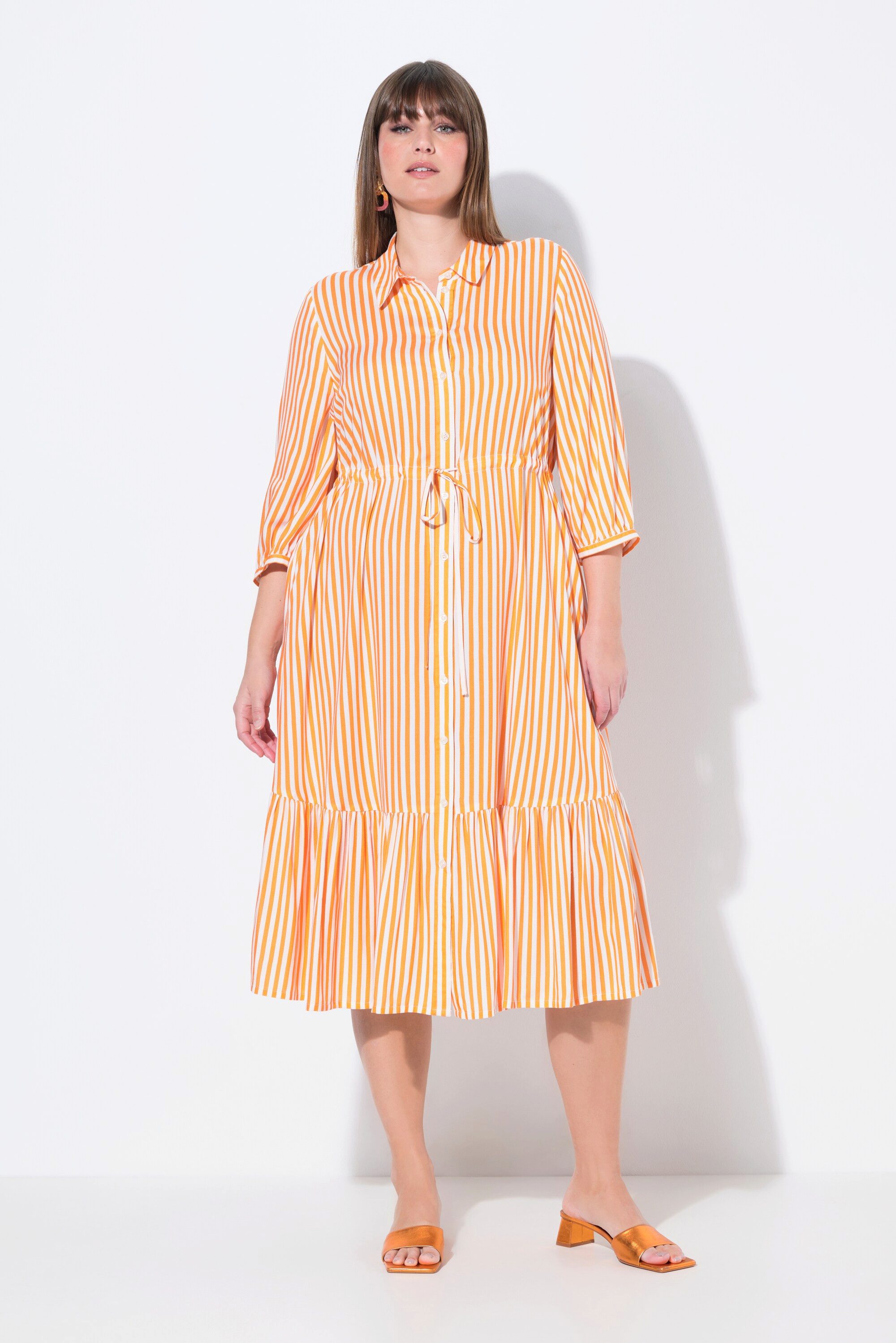 Ulla Popken Hemdblusenkleid Hemdblusenkleid Streifen Hemdkragen günstig online kaufen