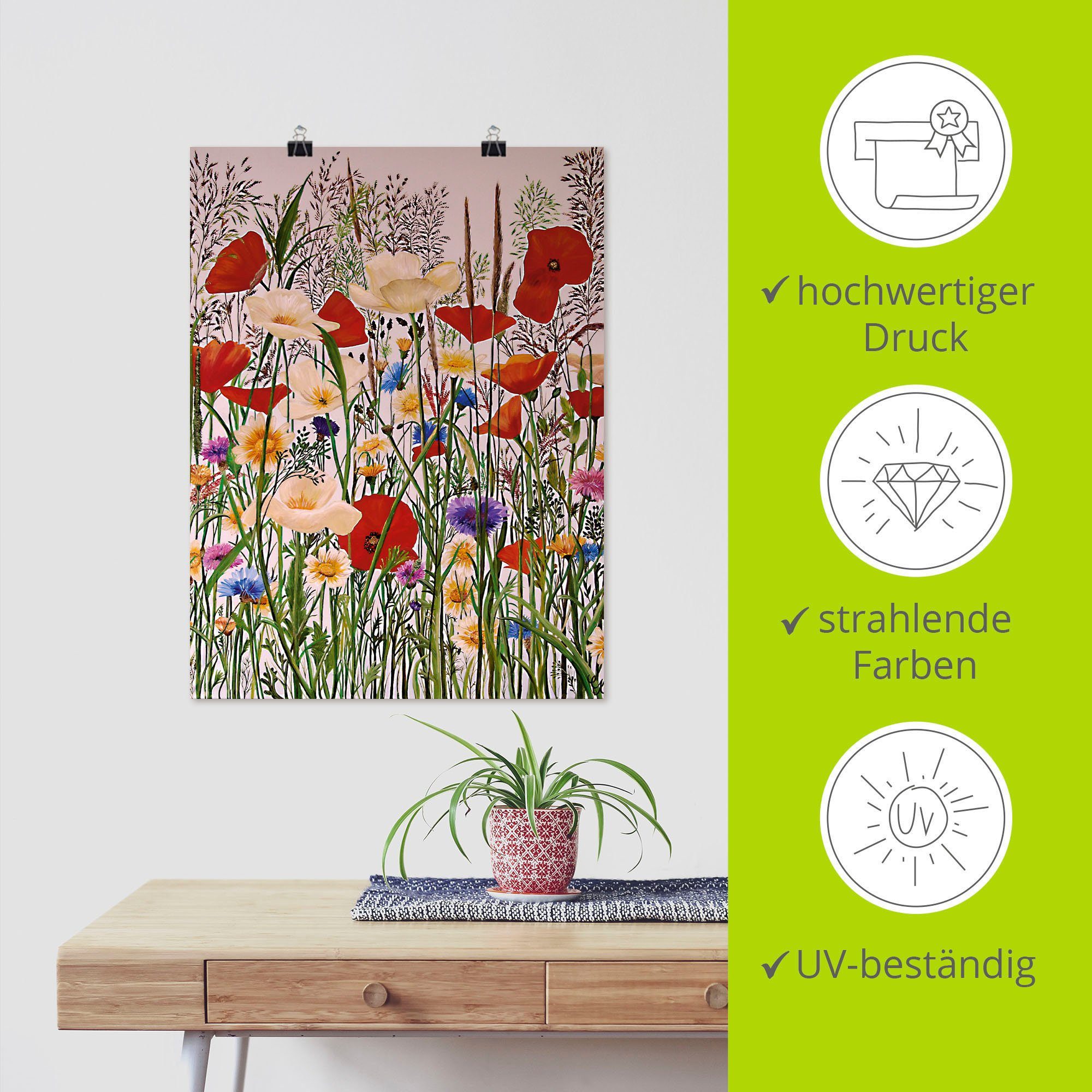 St), oder Baumbilder Größen in Wandaufkleber Wandbild Blumenwiese, Artland (1 Alubild, als versch. Poster Leinwandbild,