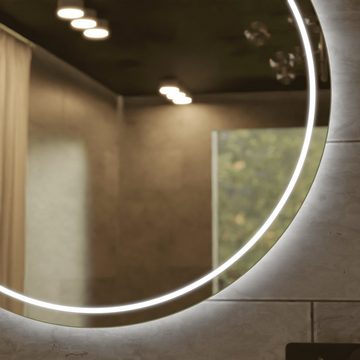 Village Design Badspiegel Rund Spiegel Tokio, Spiegel mit LED Beleuchtung, Badspiegel rund