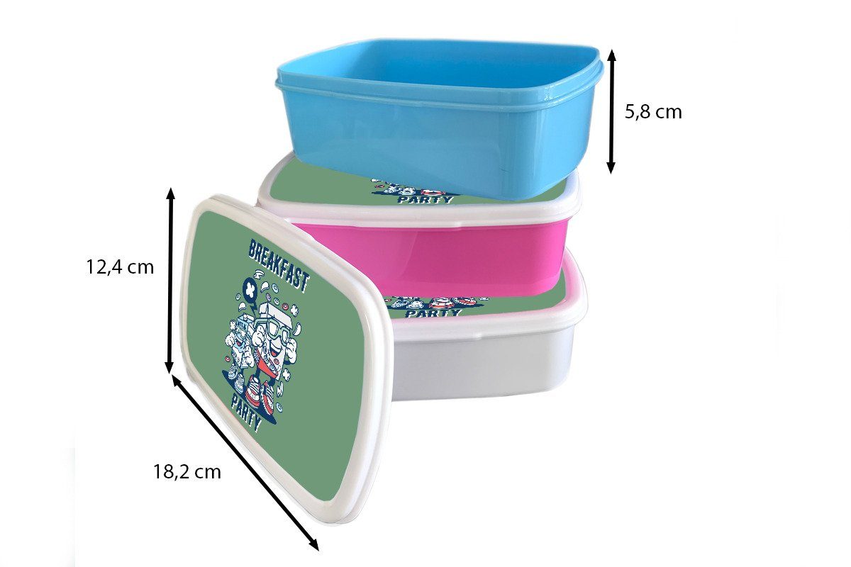 Brotdose, und Cornflakes, weiß (2-tlg), für Kinder Mädchen Jungs Lunchbox MuchoWow Jahrgang Kunststoff, und - Milch - Brotbox für Erwachsene,