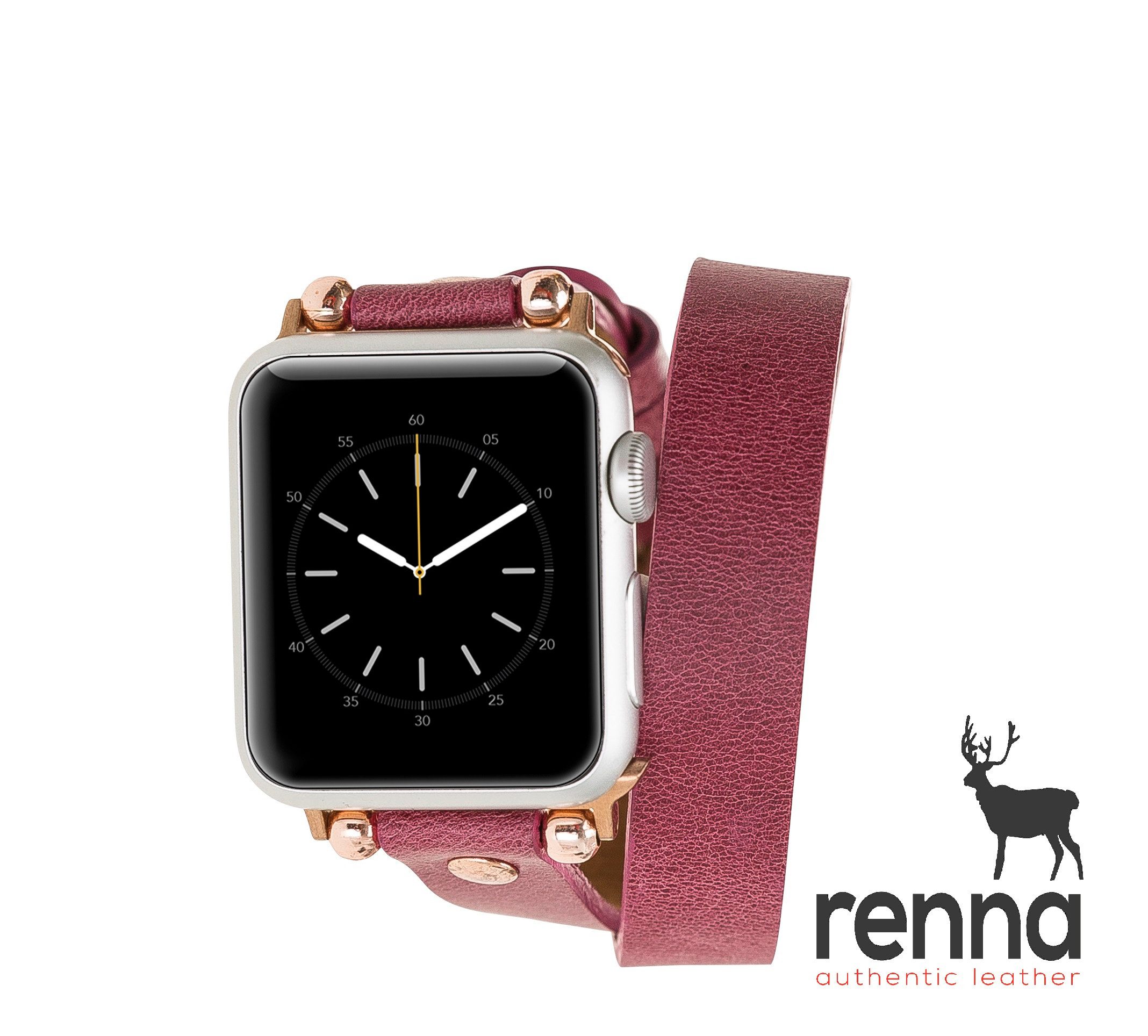 Renna Leather Smartwatch-Armband Double Tour Leder Band für Apple Watch 11/10/9-1/Ultra 3-1/SE3-1
