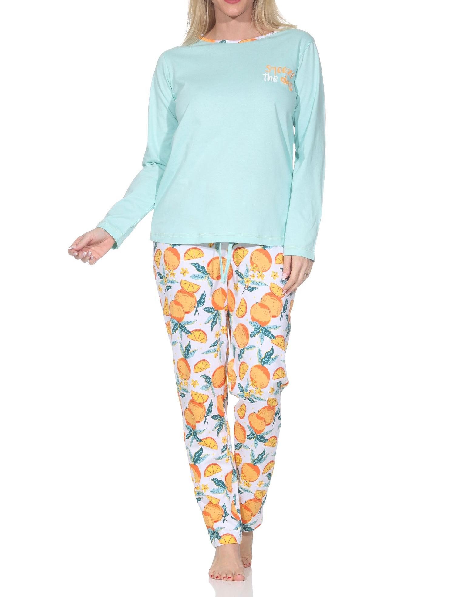 Pyjama Normann Damen langarm Schlafanzug Pyjama in frischer Optik