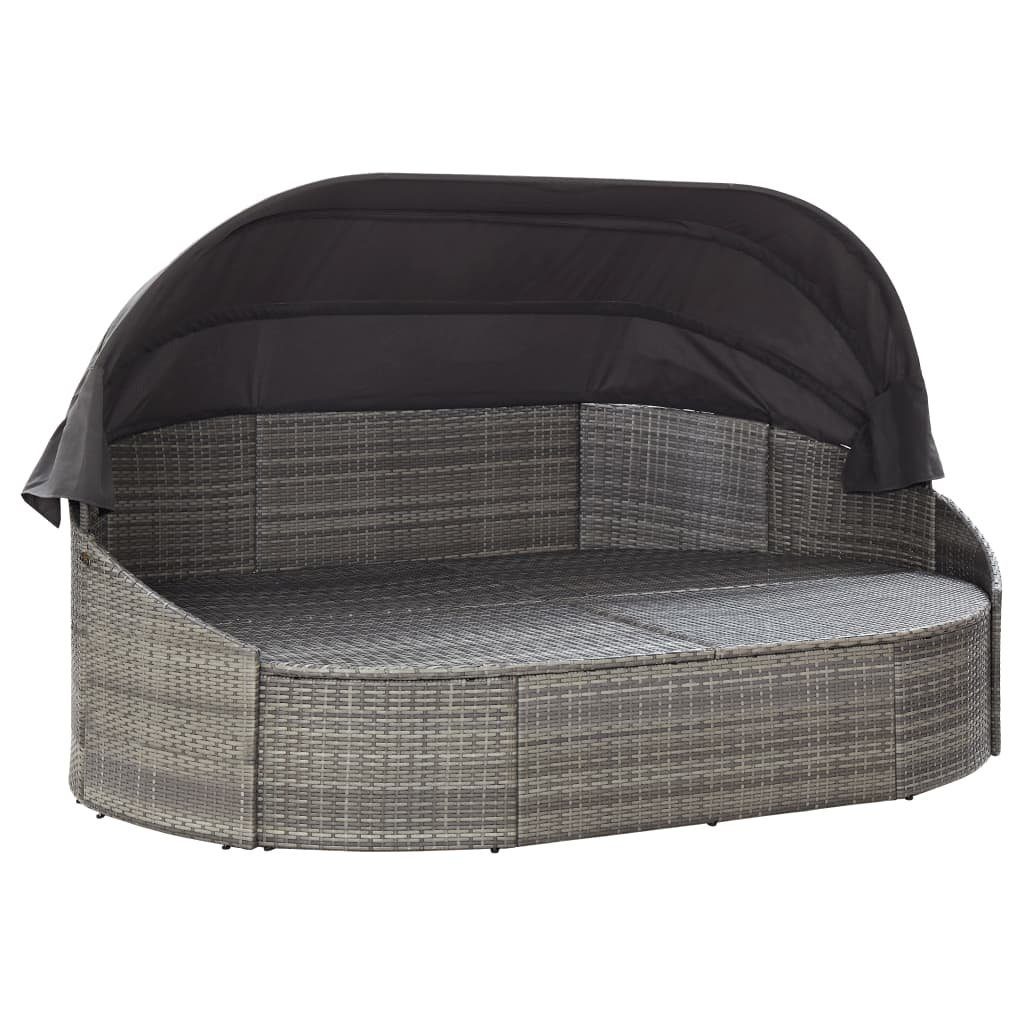 vidaXL Gartenliege Outdoor-Loungebett mit Dach Grau