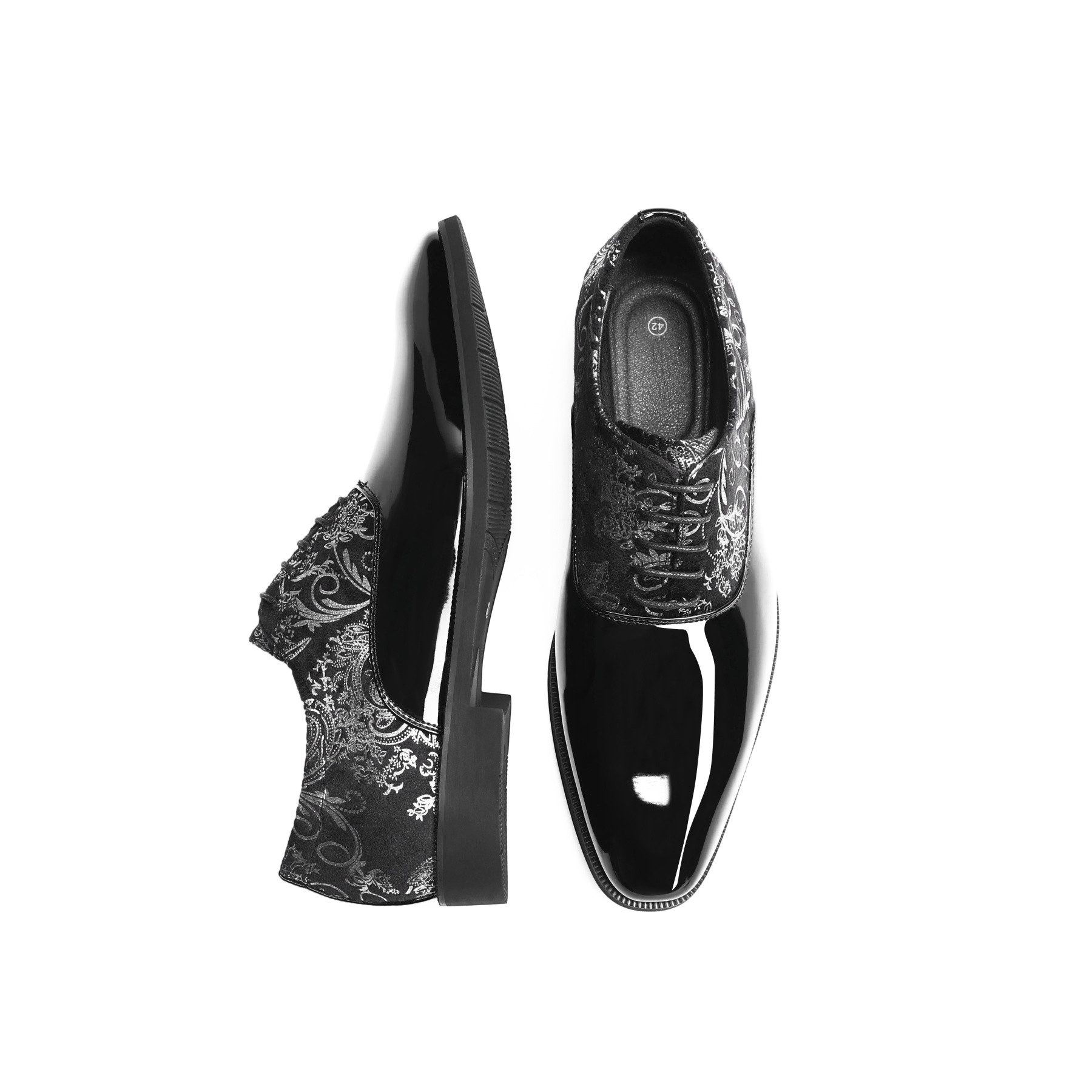 Allthemen Schnürschuh Herr Derby Schnürschuhe mit Retro Paisley Muster Business Formal Stil – Bild 3 von 5